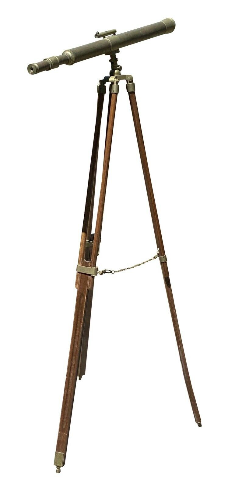 20TH C VINTAGE BRASS MARITIME ADJUSTABLE HEIGHT TELESCOPE ~ CLEAR WORKING OPTICS