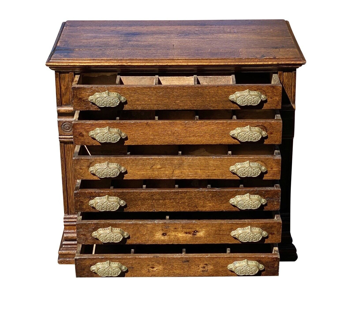 Antique Victorian Oak 6 Drawer File Cabinet / Spool Cabinet