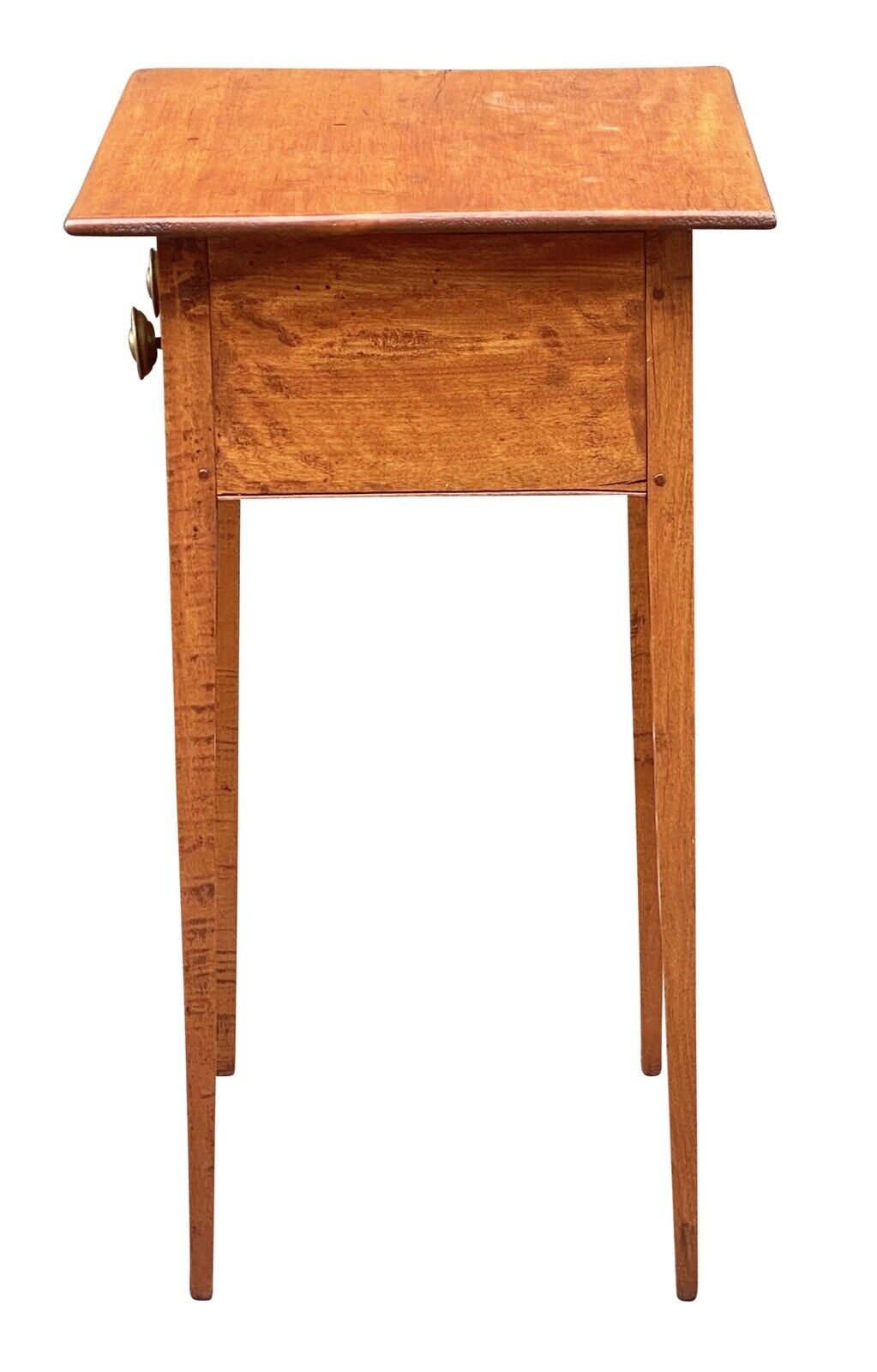 19th C Antique Federal Period Cherry & Tiger Maple Worktable / Nightstand