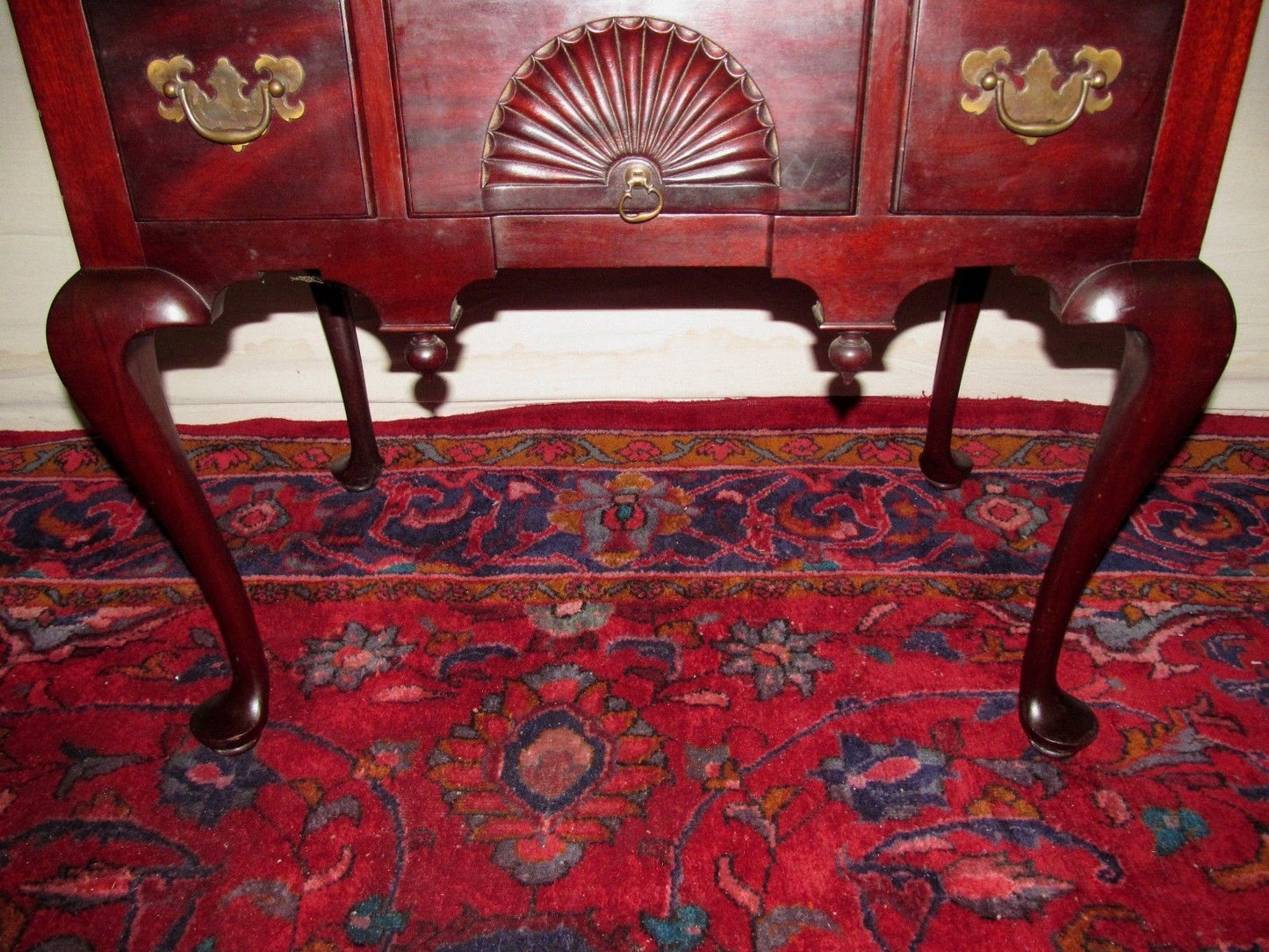 TRIPLE SHELL CARVED 2 PC CHEST ON CHEST SOLID MAHOGANY CHIPPENDALE HIGHBOY