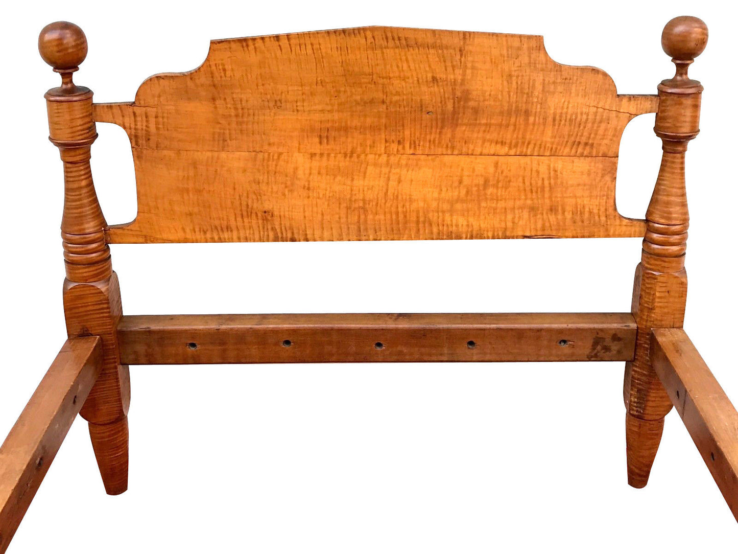 EXCEPTIONALLY FINE SOLID TIGER MAPLE FEDERAL CANNONBALL BED-BOLDEST & BEST GRAIN