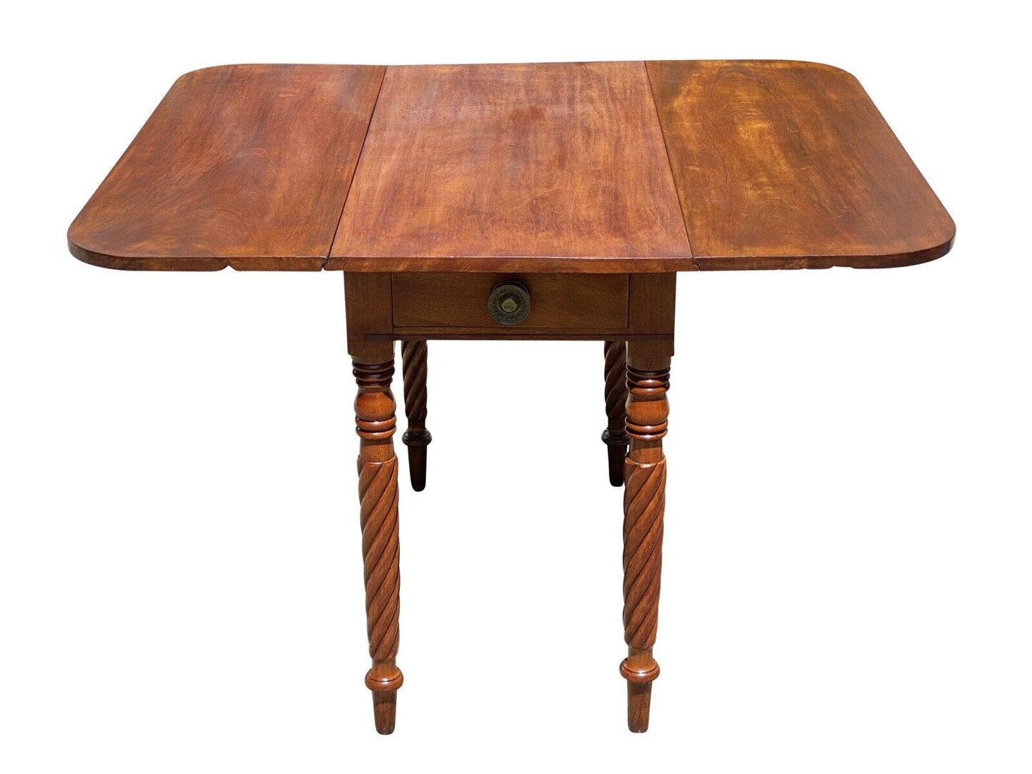 Antique Sheraton Mahogany Drop Leaf Dining Table with Rope Carved Legs