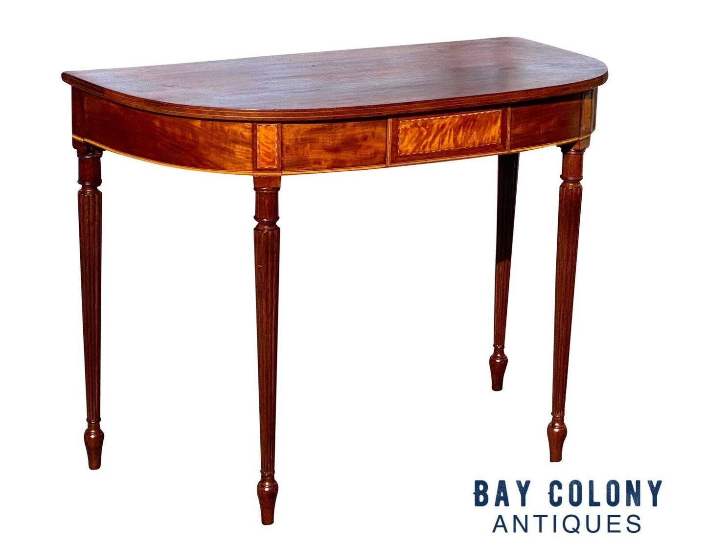 19th C Antique Sheraton Mahogany & Tiger Maple Console Table