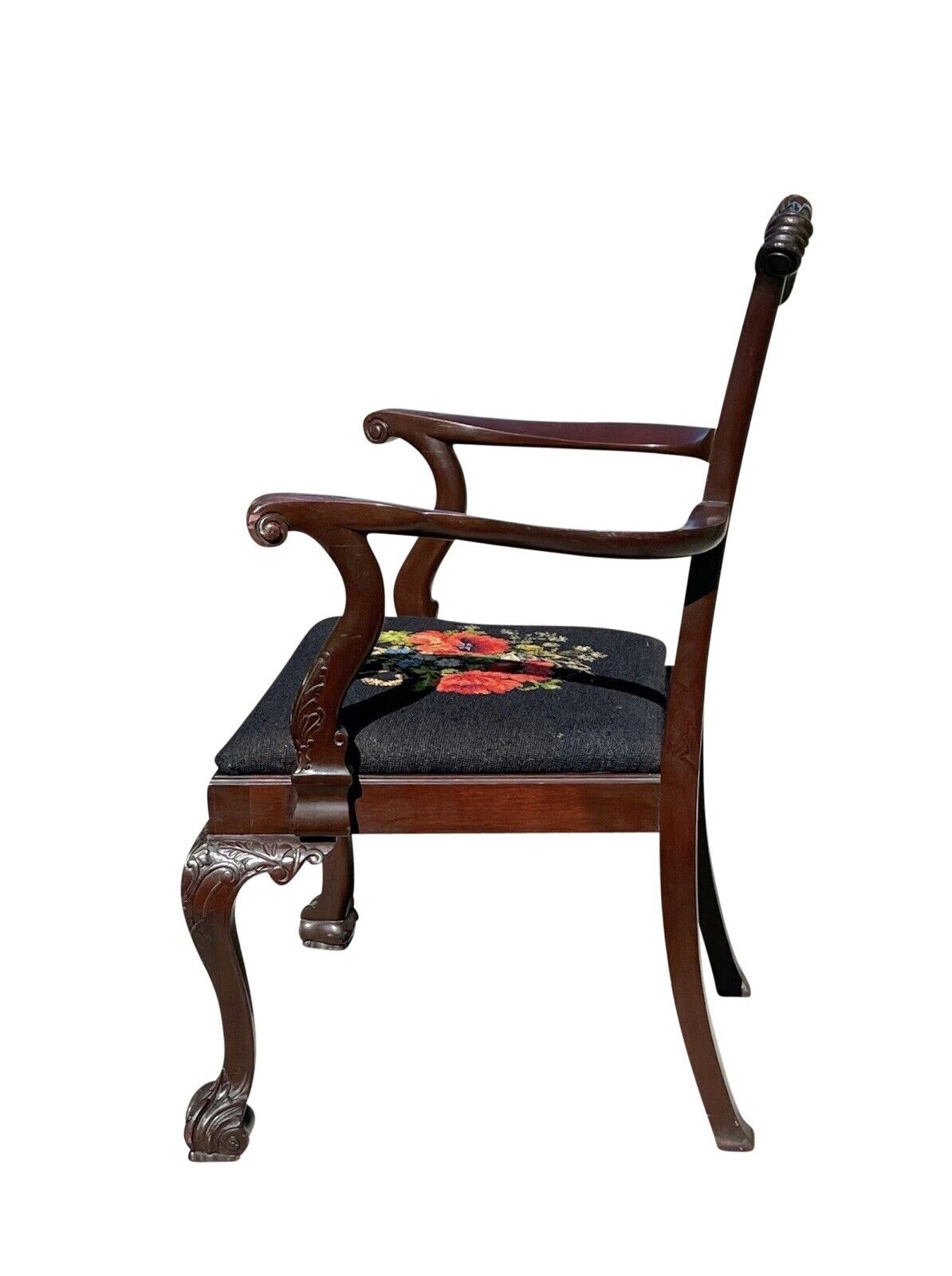 Late 19th Century Chippendale Mahogany Desk Chair - Elaborately Carved & Rare