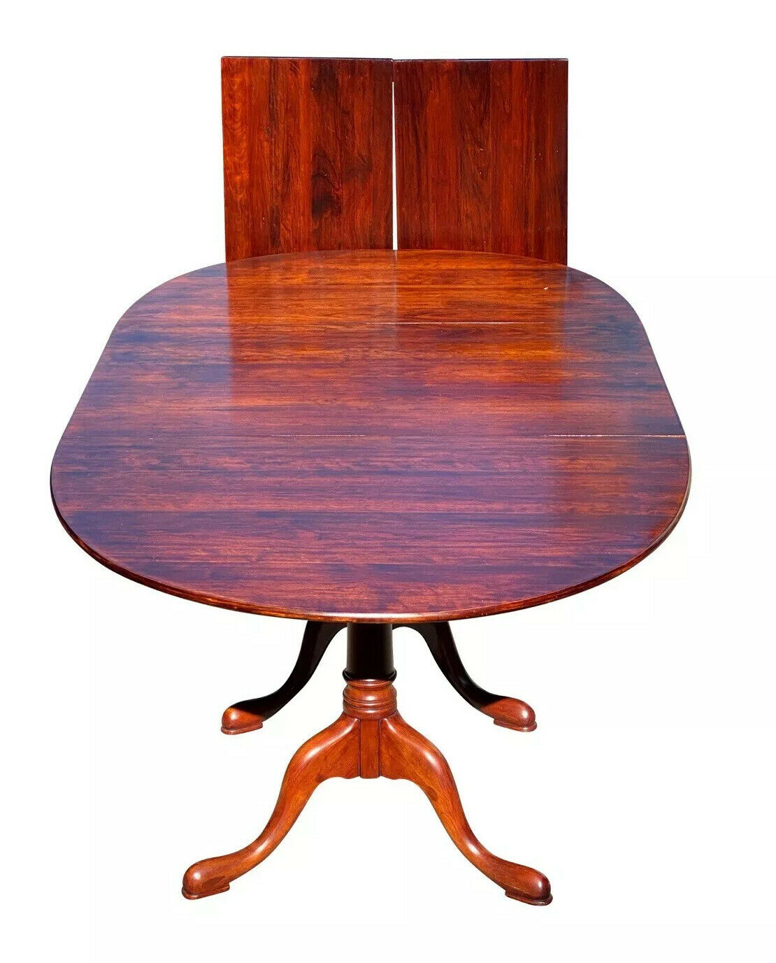 20TH C QUEEN ANNE ANTIQUE STYLE CHERRY TRIPLE PEDESTAL DINING / BANQUET TABLE