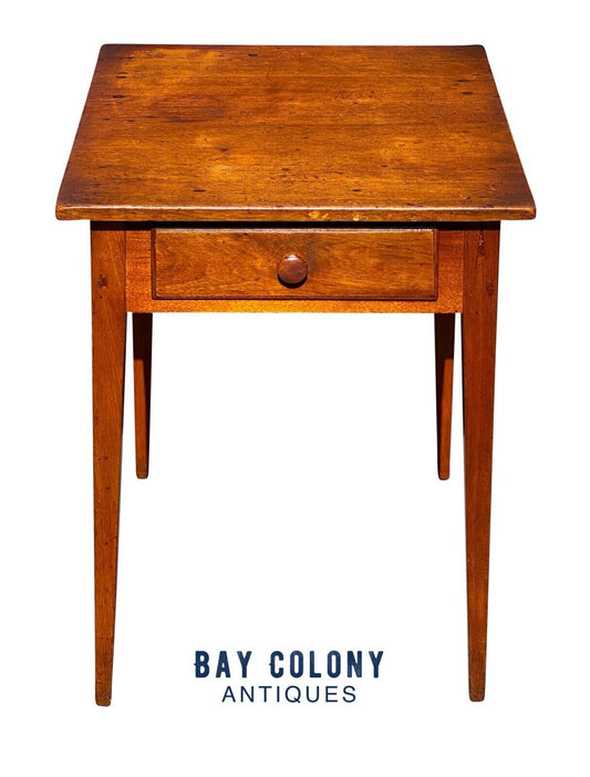 19th C Antique Walnut Hepplewhite Splayed Leg Worktable / Nightstand