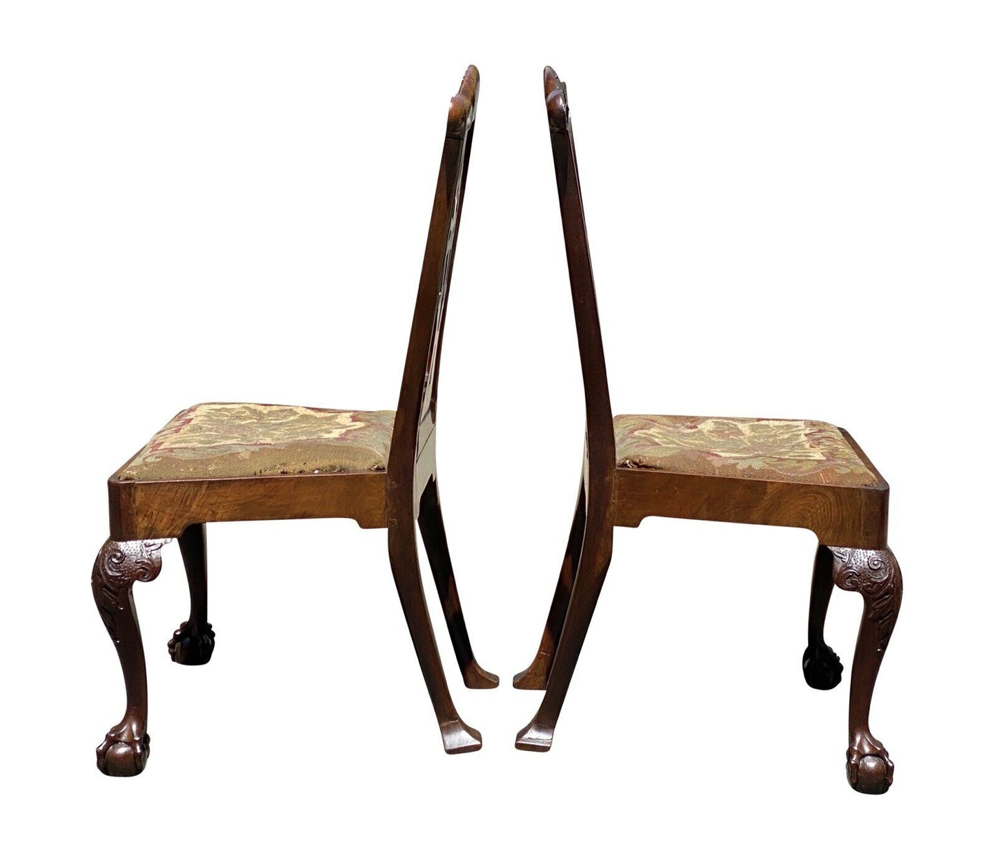 18th C Pair of Antique Irish Chippendale Chairs - Irish Phoenix W/ Ball & Claw