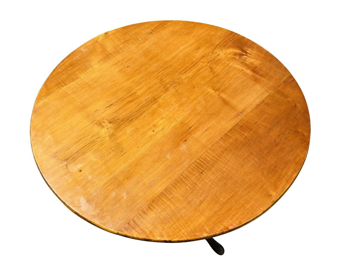 18TH C ANTIQUE QUEEN ANNE NEW ENGLAND TIGER MAPLE TILT TOP TEA TABLE