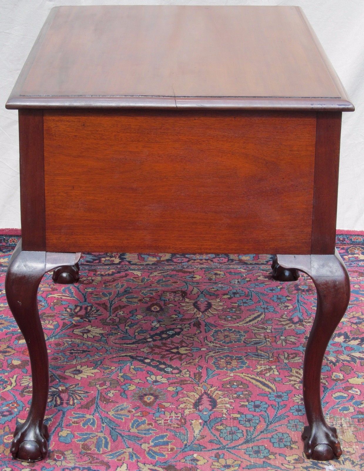 19TH CENTURY BALL & CLAW CHIPPENDALE STYLED MAHOGANY DESK WITH SHELL CARVINGS