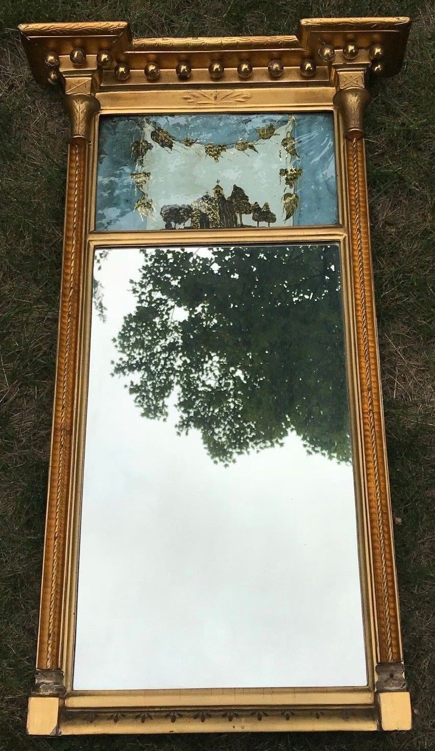 EARLY 19TH C FEDERAL PERIOD EGLOMISE MIRROR BY JOHN DOGGETT - ROXBURY MA 1810