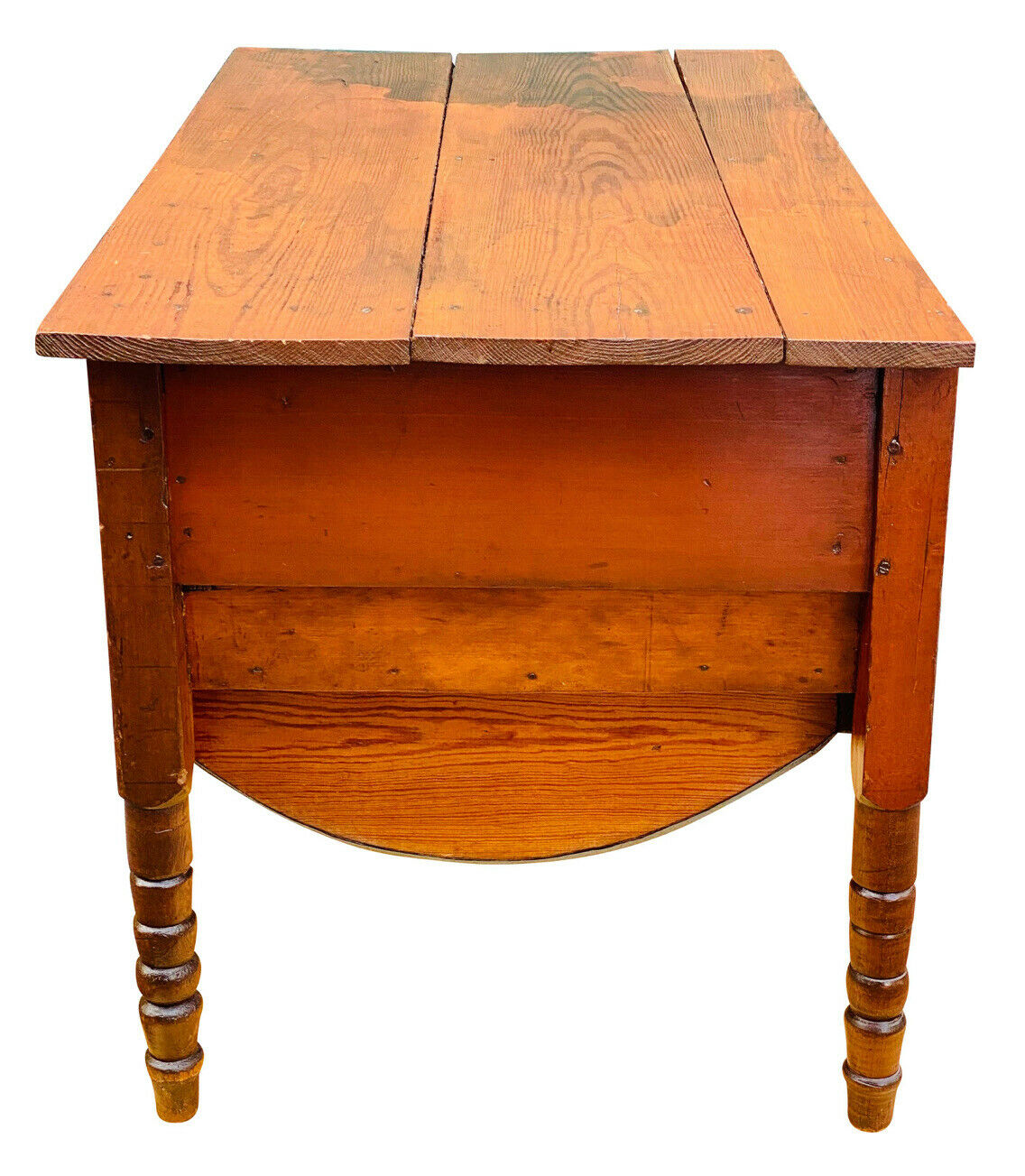 19TH C ANTIQUE VICTORIAN SOUTHERN YELLOW PINE SOW BELLY KITCHEN / BAKERS TABLE