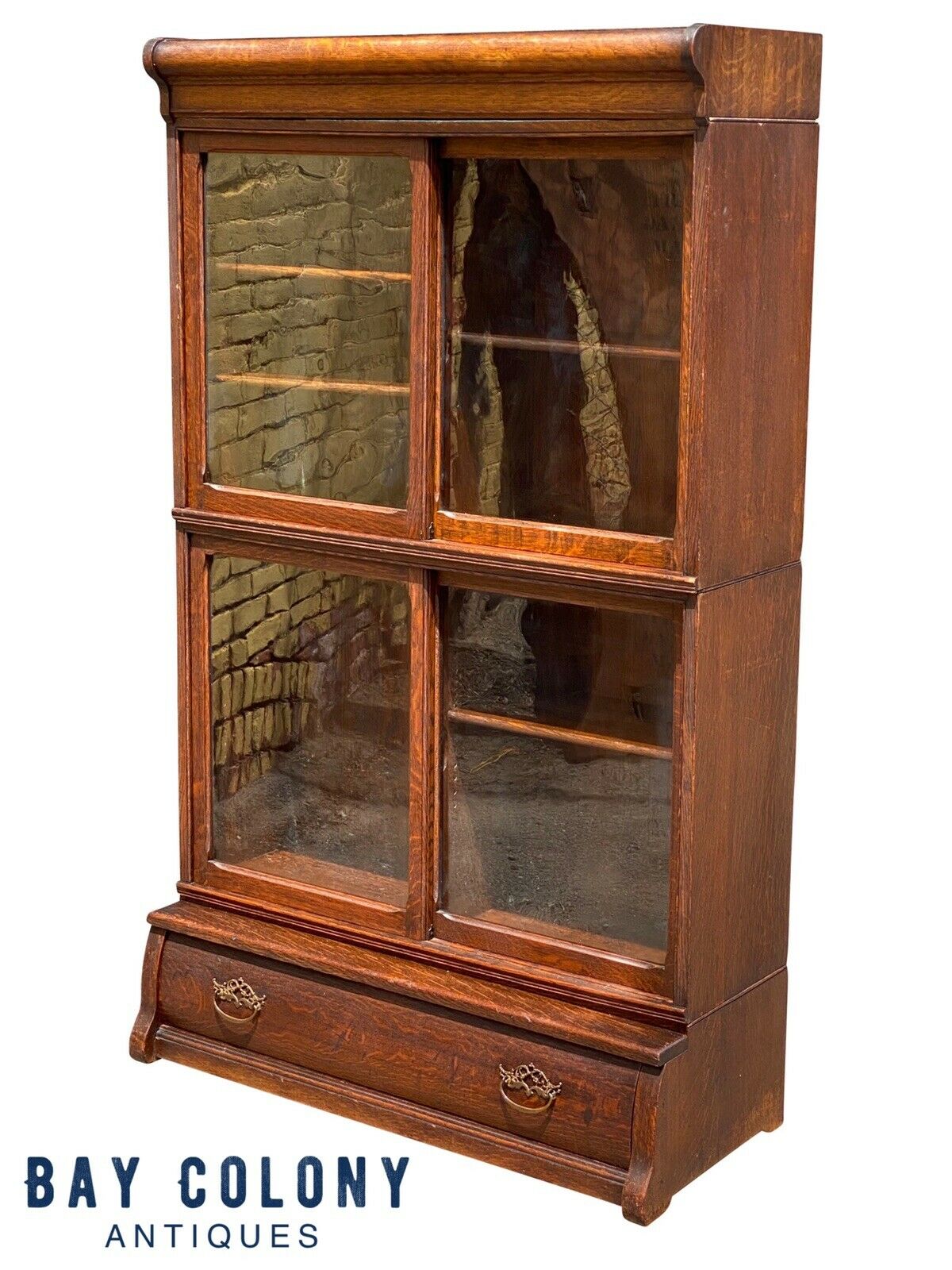 19TH C ANTIQUE VICTORIAN OAK DANNER STACKING BARRISTER BOOKCASE