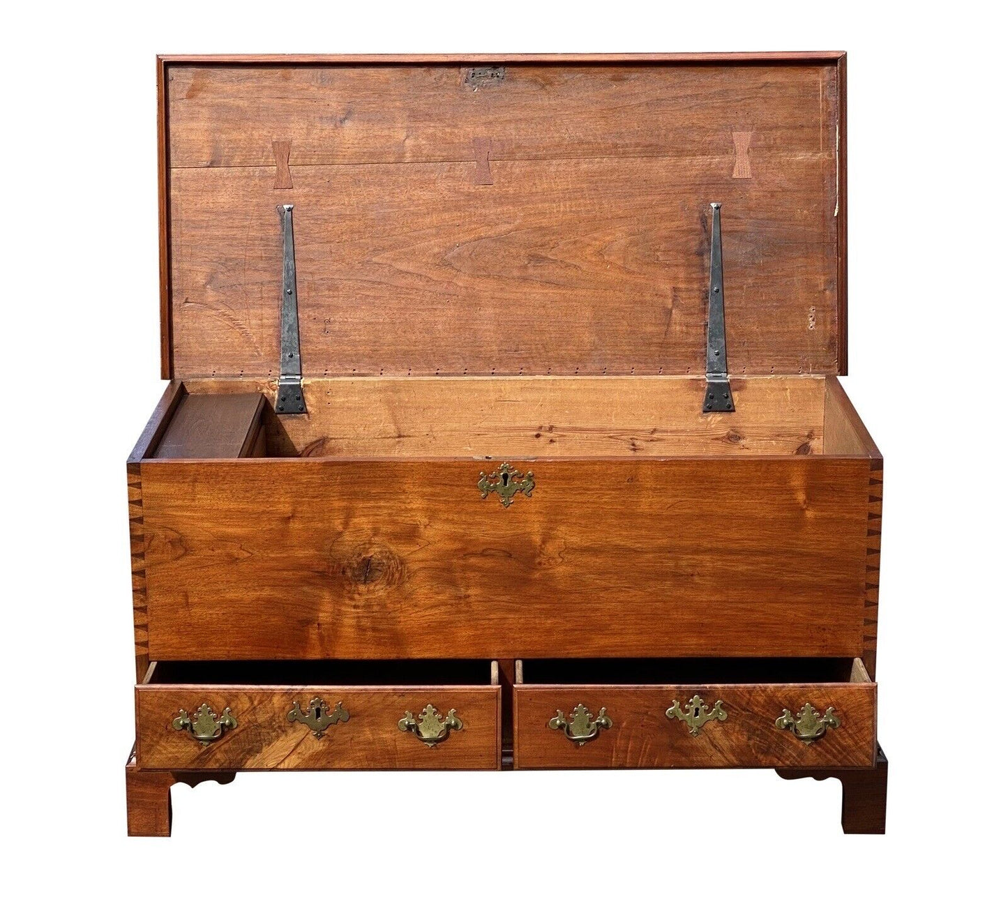 Late 18th Century Queen Anne Walnut Pennsylvania Blanket Chest With Two Drawers