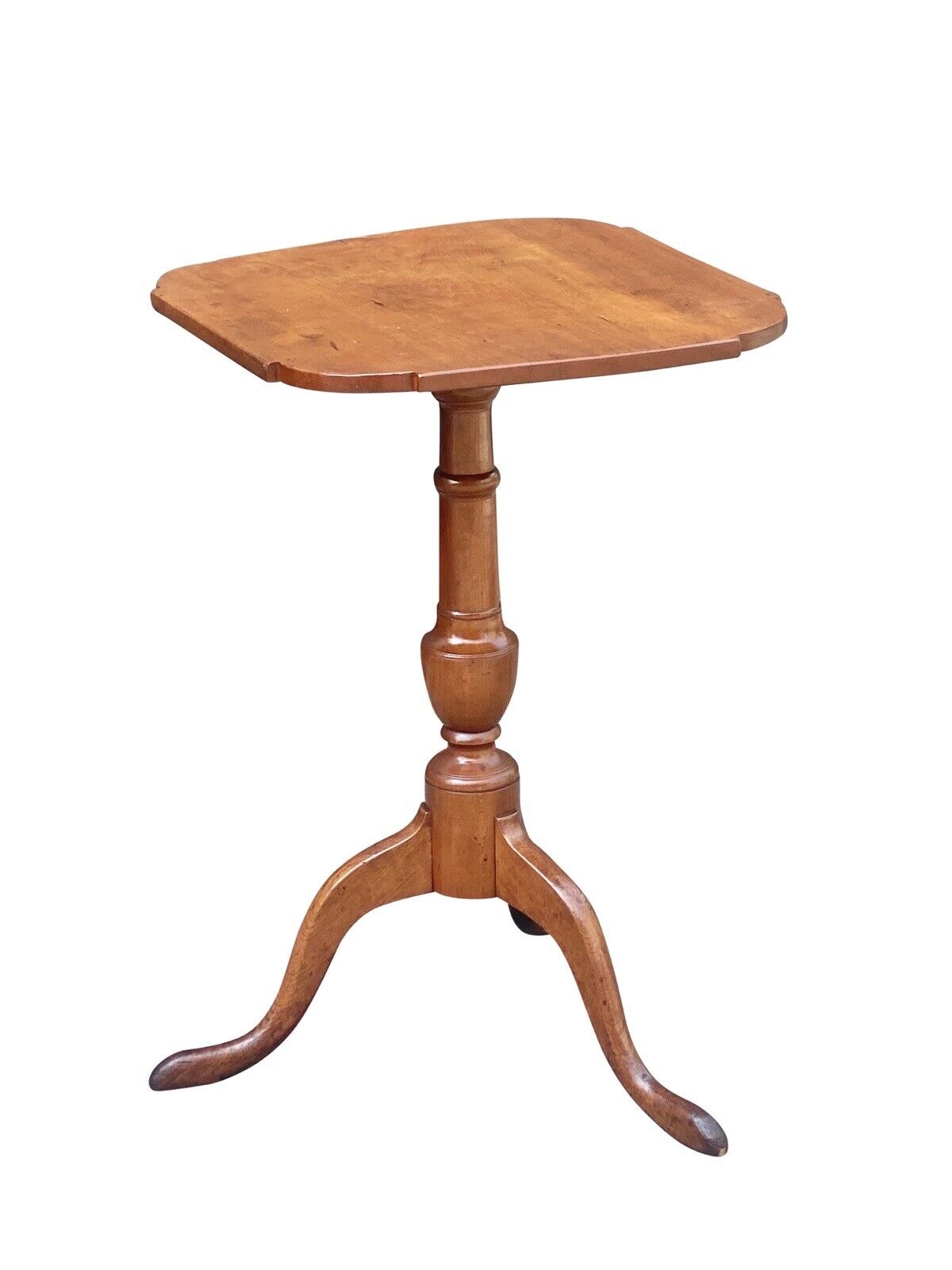 Antique Queen Anne Cherry Candlestand With Ovolo Top & Snake Legs