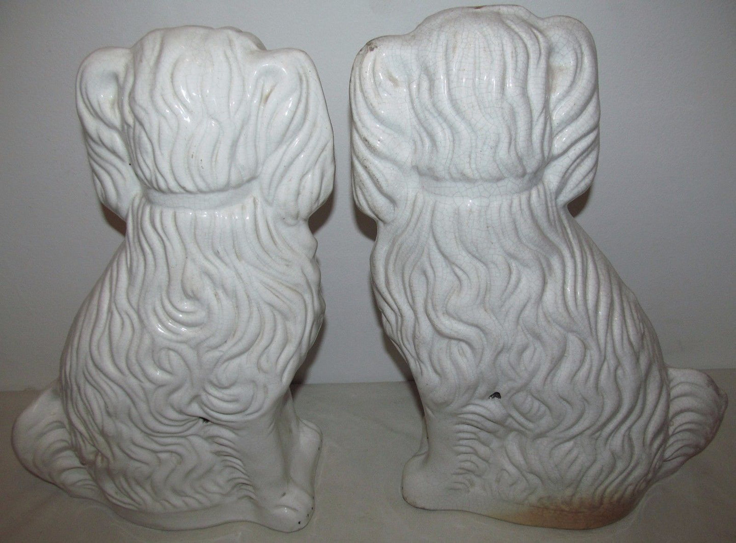 PAIR OF RARE 15 1/2" STAFFORDSHIRE SPANIELS