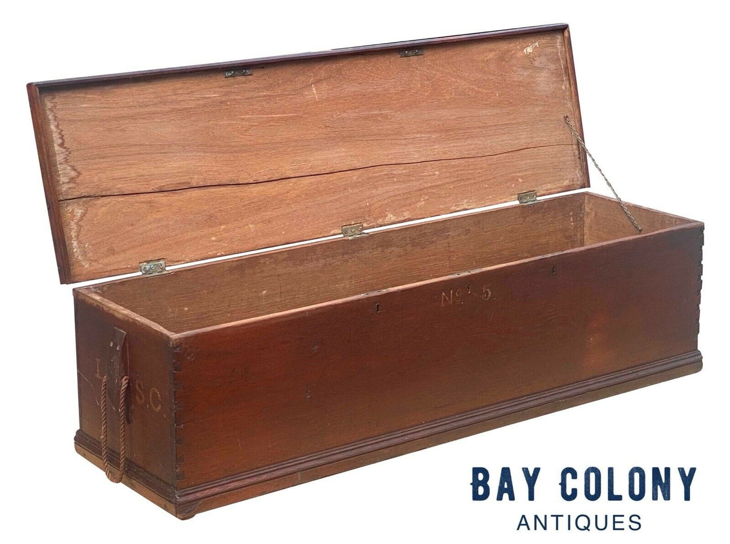 18TH C ANTIQUE WALNUT NAUTICAL CANTED SEA CHEST / RIFLE BOX ~ MUNITIONS CHEST