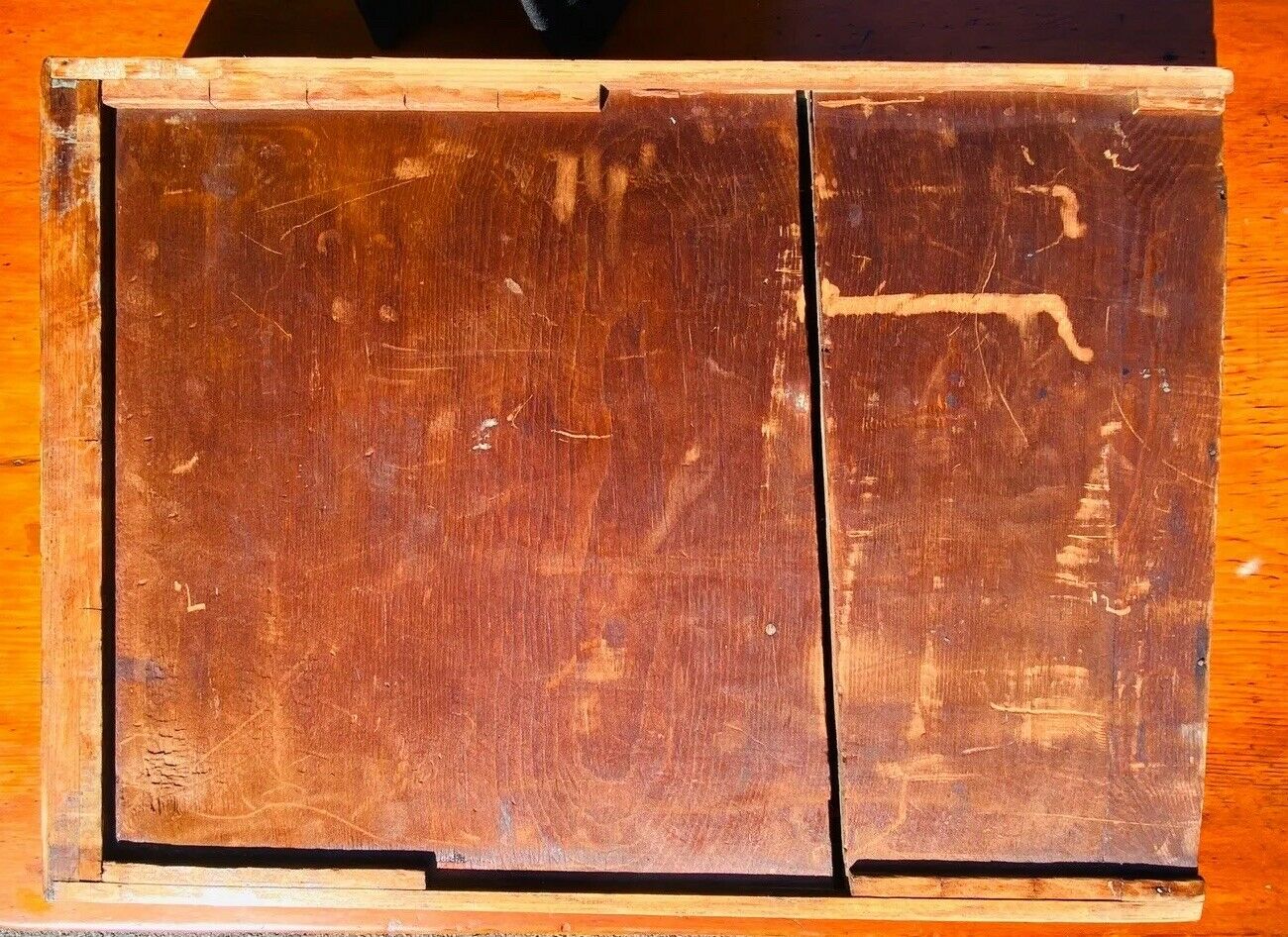 19TH C ANTIQUE COUNTRY PRIMITIVE PUMPKIN PINE 1 DRAWER TAVERN / TAP TABLE