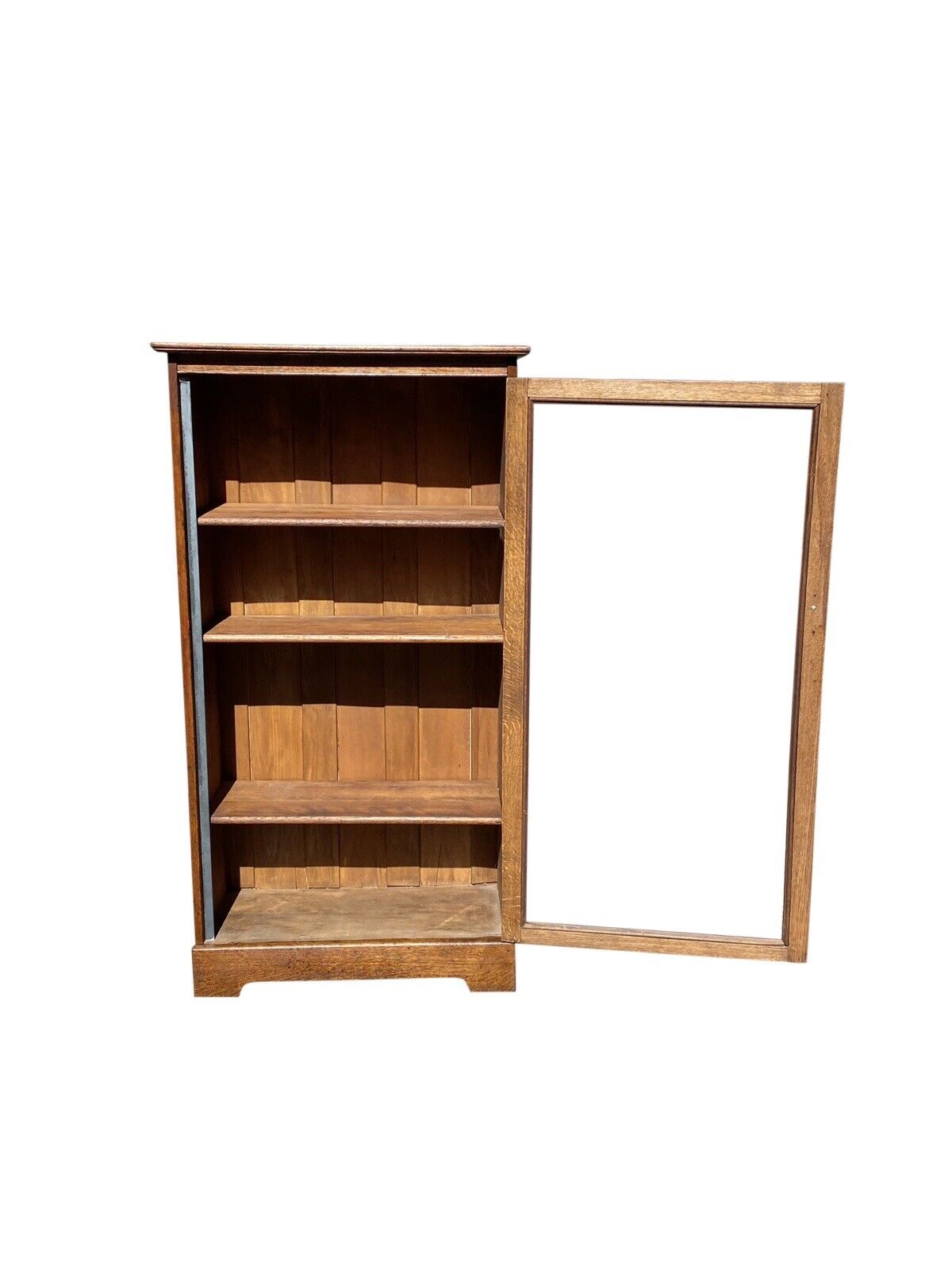 Antique Tiger Oak Larkin Single Door Bookcase / China Cabinet