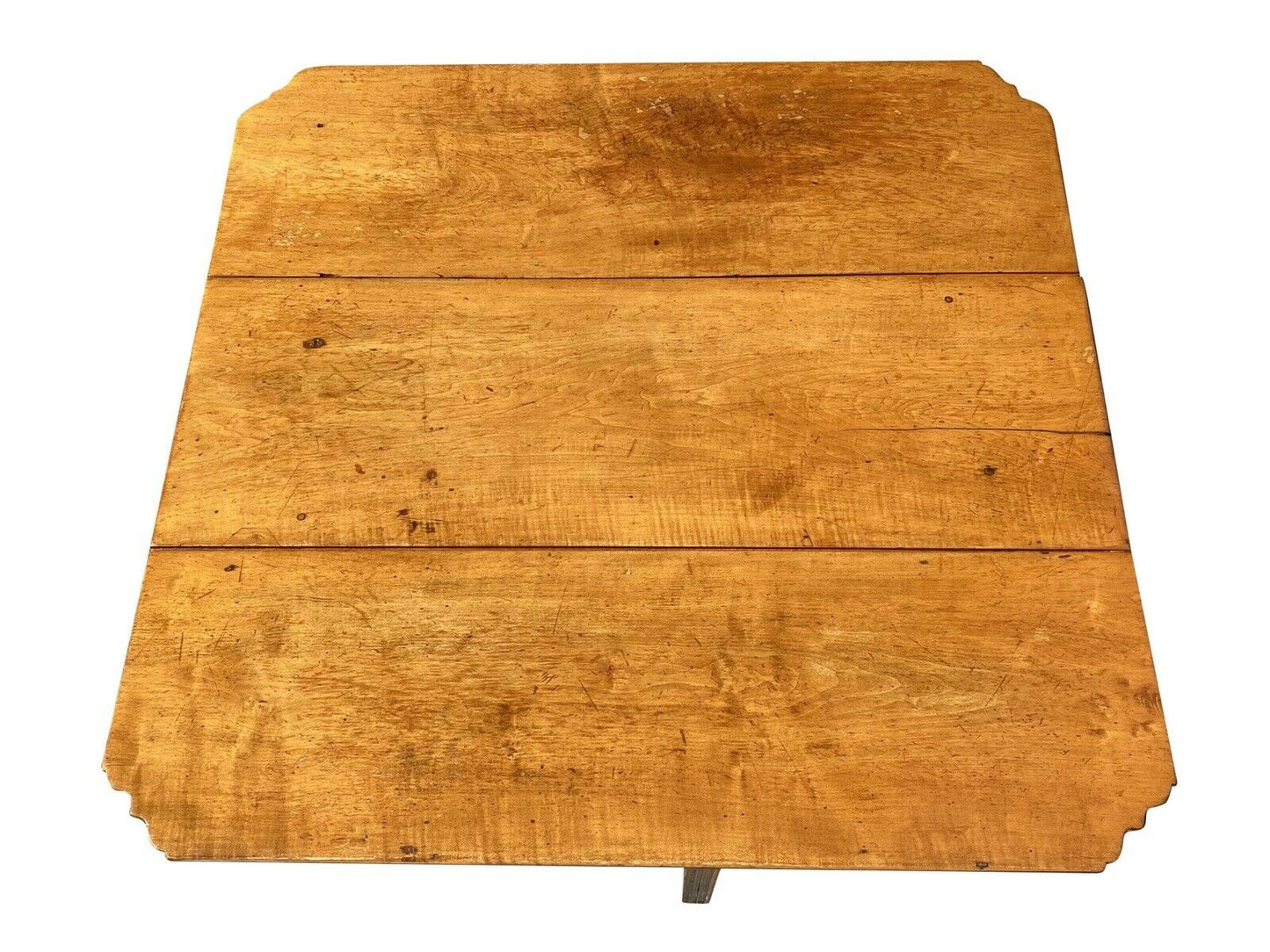 18th C Antique New England Chippendale Tiger Maple Drop Leaf Dining Table