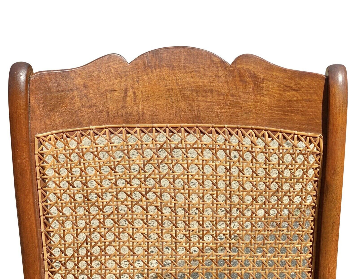 Antique Late 19th Century Tiger Maple Lincoln Rocking Chair With Whale Tail Arms