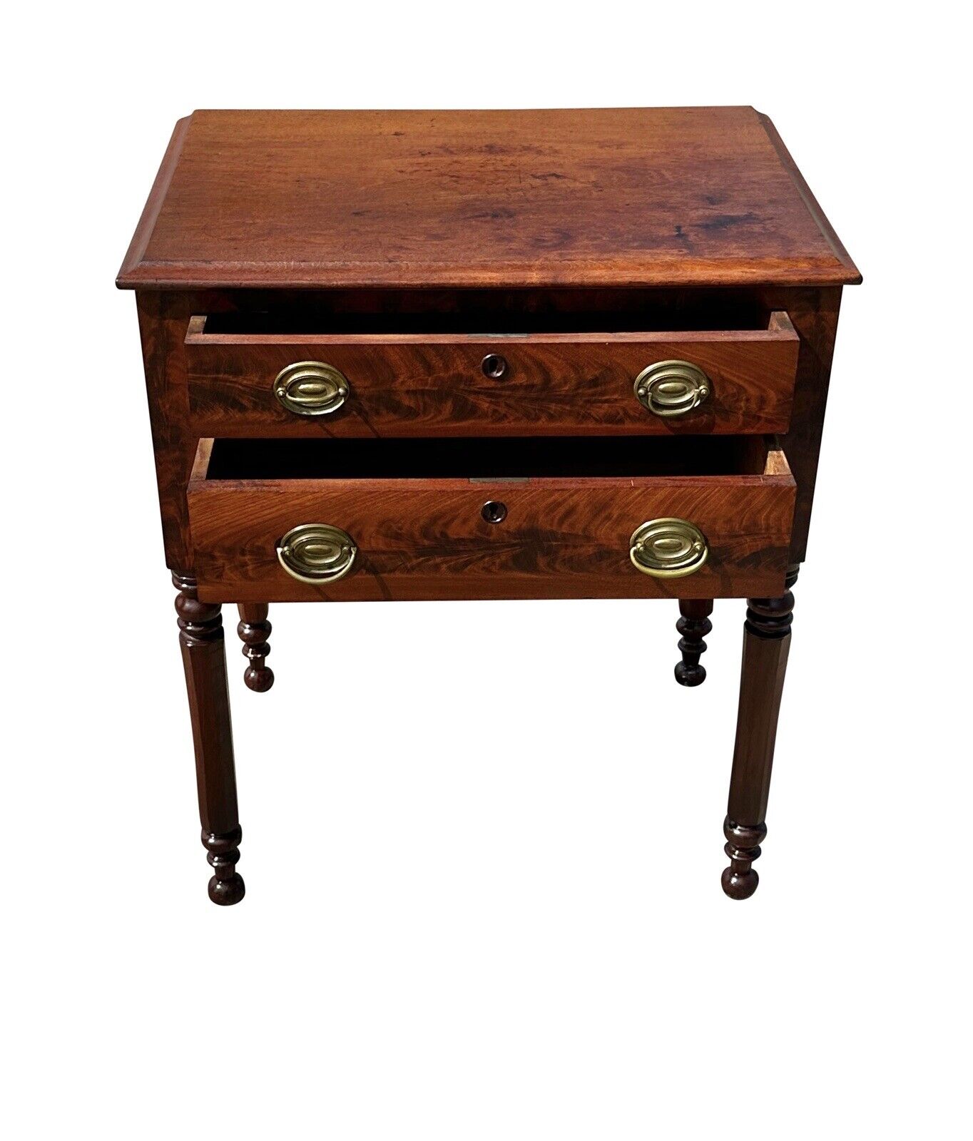 19th Century Antique Sheraton Mahogany Worktable / Stand With Octagonal Legs