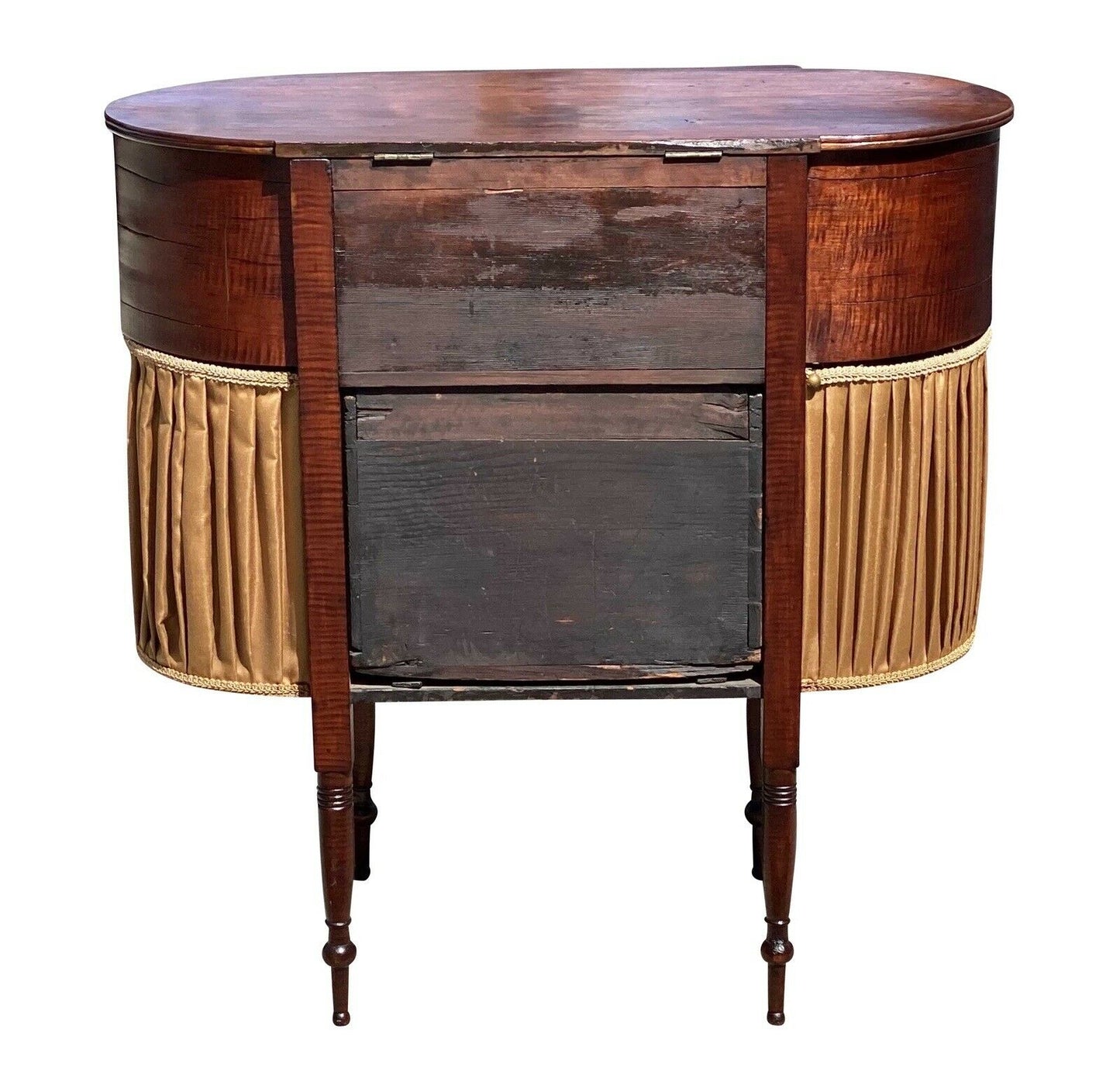 18th C Antique Federal Tiger Maple & Birds Eye Maple Sewing Stand / Work Table