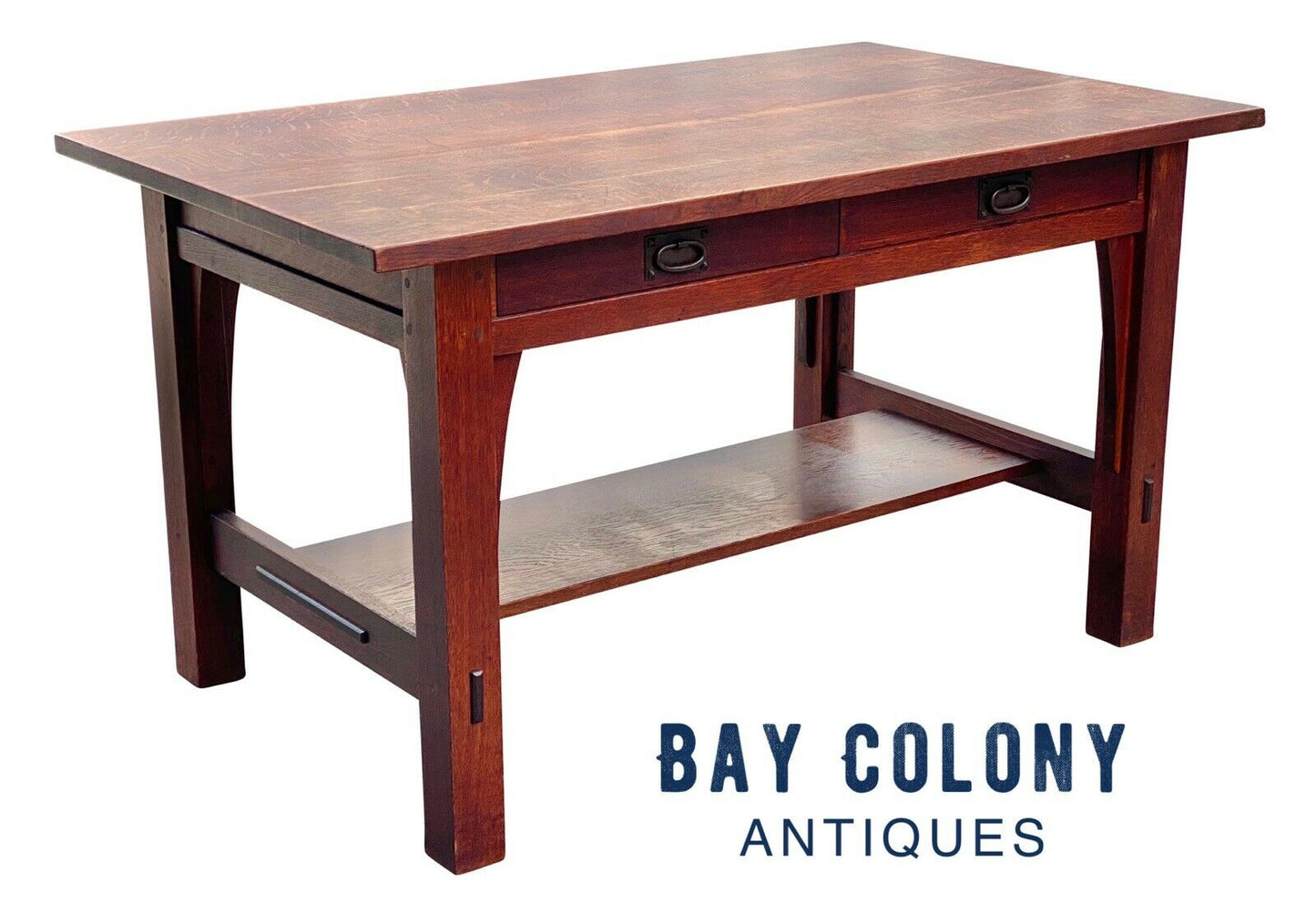 20th C Antique Arts & Crafts Tiger Oak Gustav Stickley Desk / Library Table #616