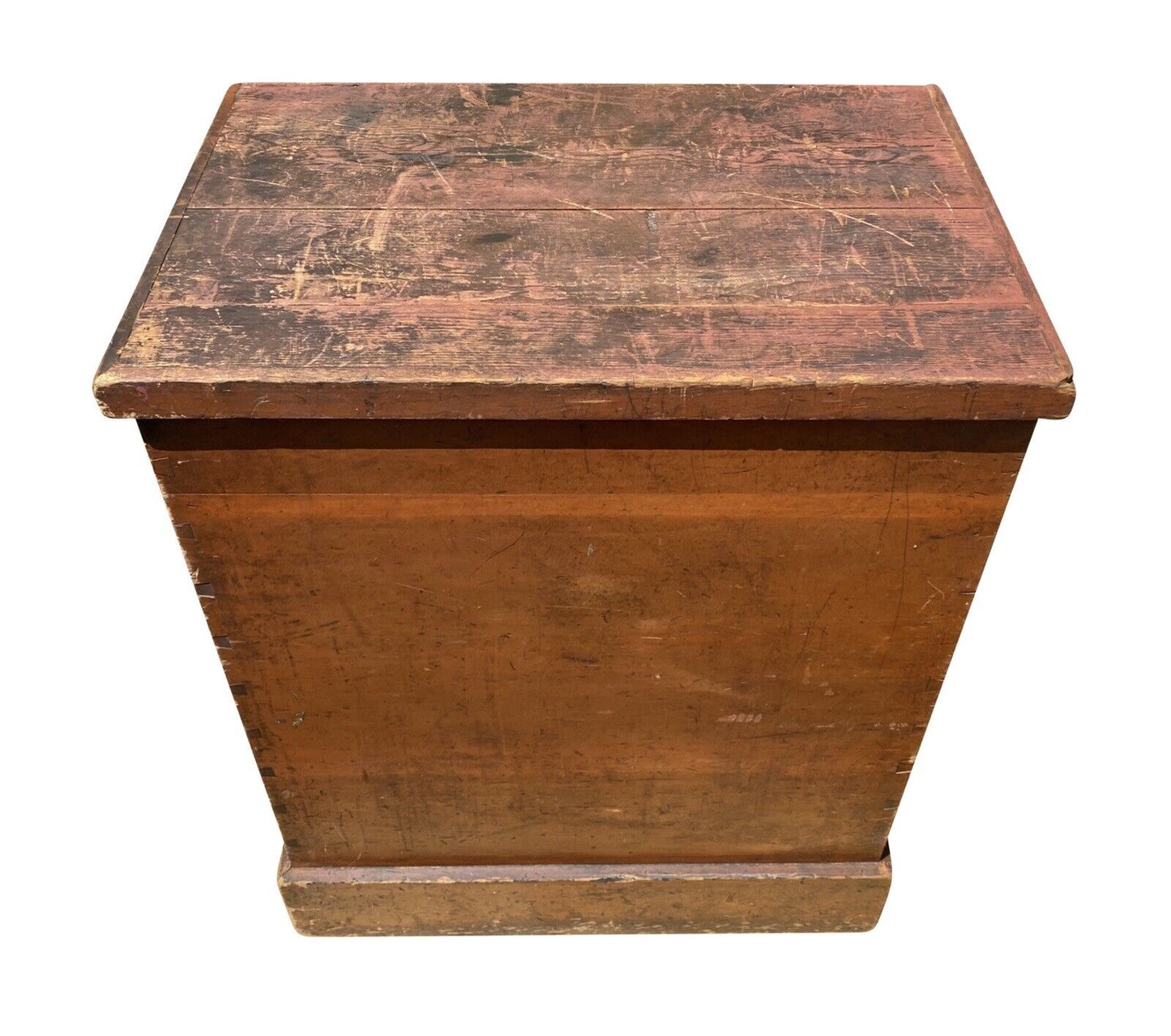 19th C Antique Country Primitive Pine Grain Bin / Lift Top Chest