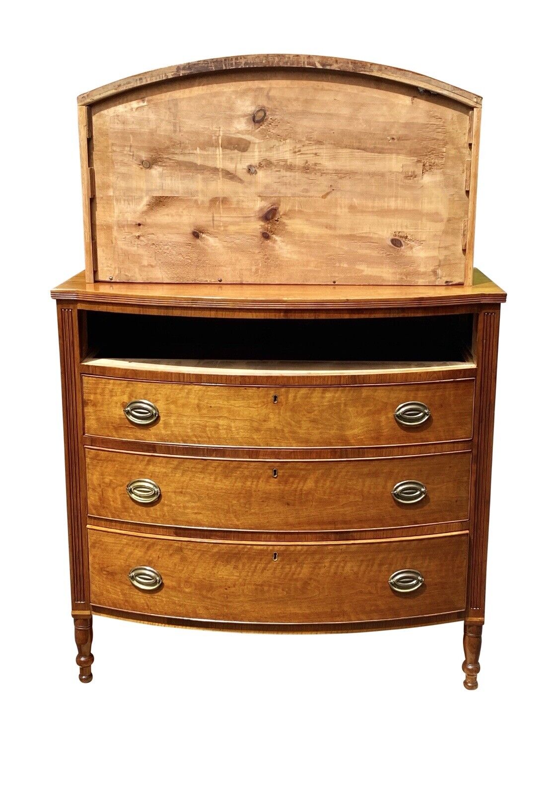 18th Century Antique Sheraton Cherry Bowfront Chest of Drawers / Dresser