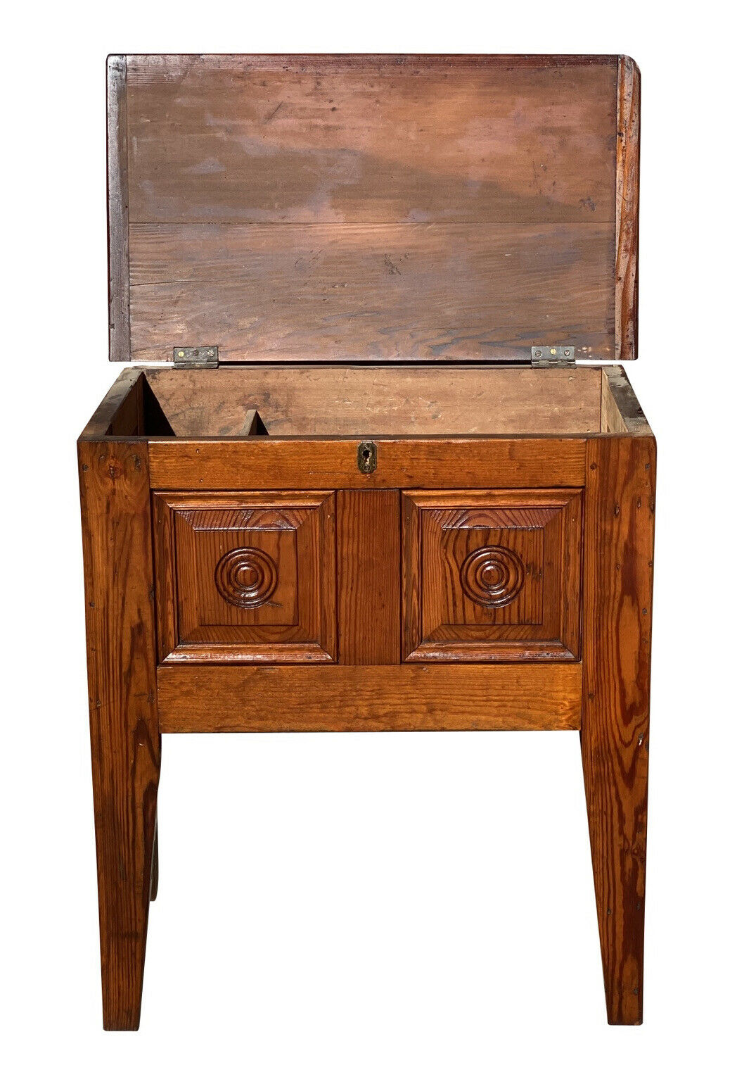 19th C Antique Federal Period Southern Yellow Pine Lift Top Sugar Chest / Box