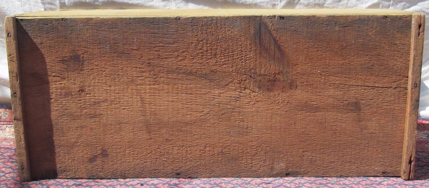 18TH CENTURY CANTED SEA CHEST WITH 1944 ARTIST PAINTED HARBOR & LIGHTHOUSE