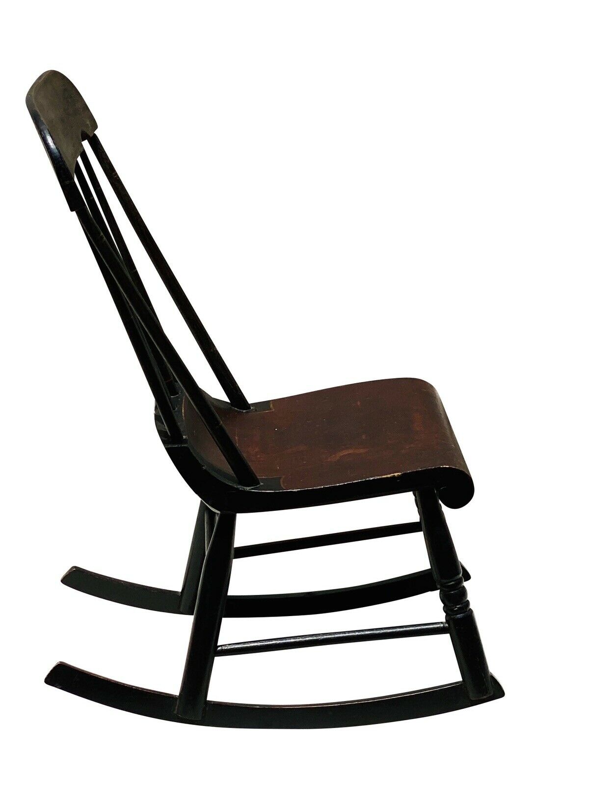 19TH C ANTIQUE AMERICAN SHERATON FOLK ART FANCY PAINT ROCKING CHAIR