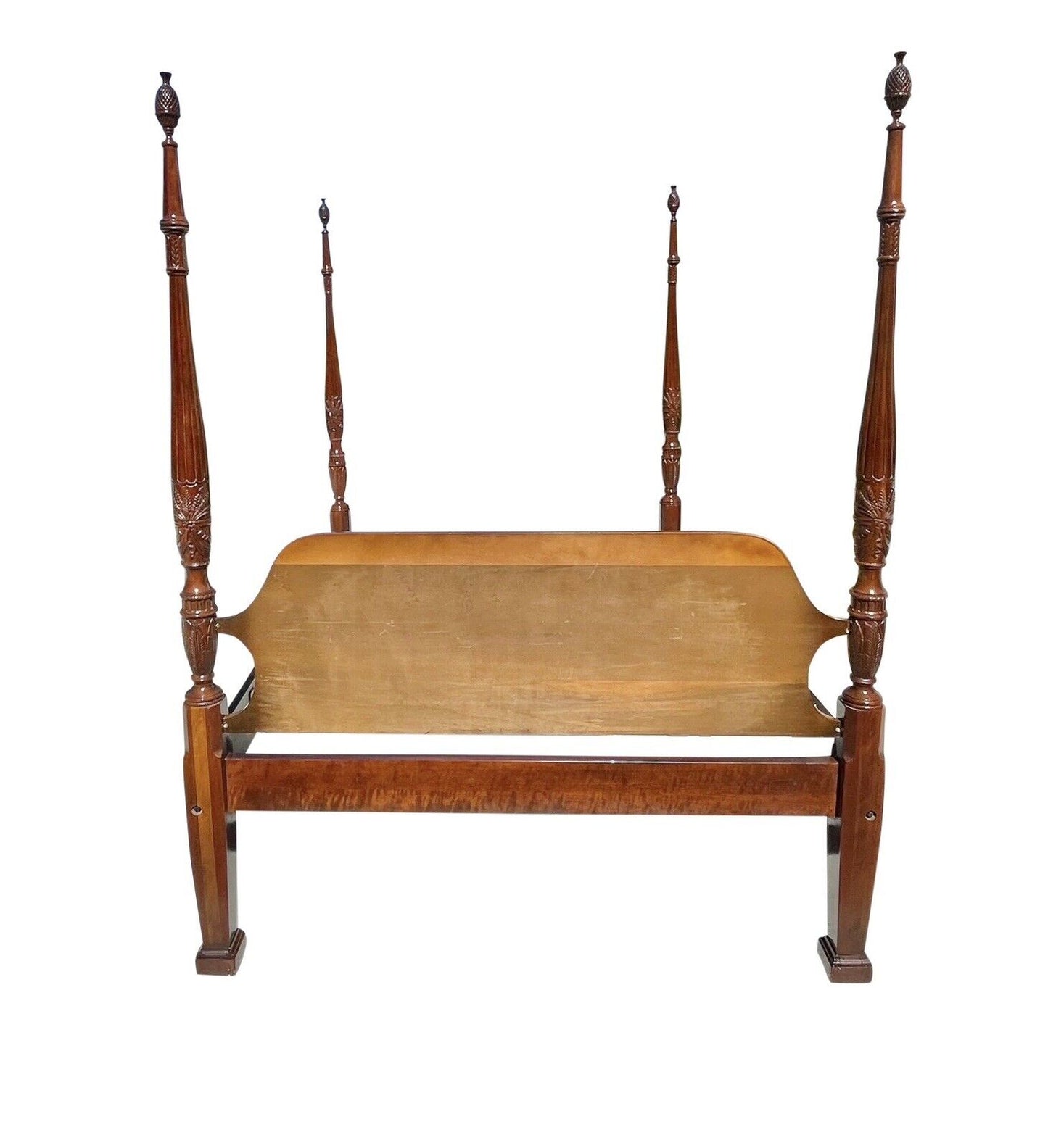 Vintage Cherry Queen Size Chippendale Style Rice Carved Plantation Bed