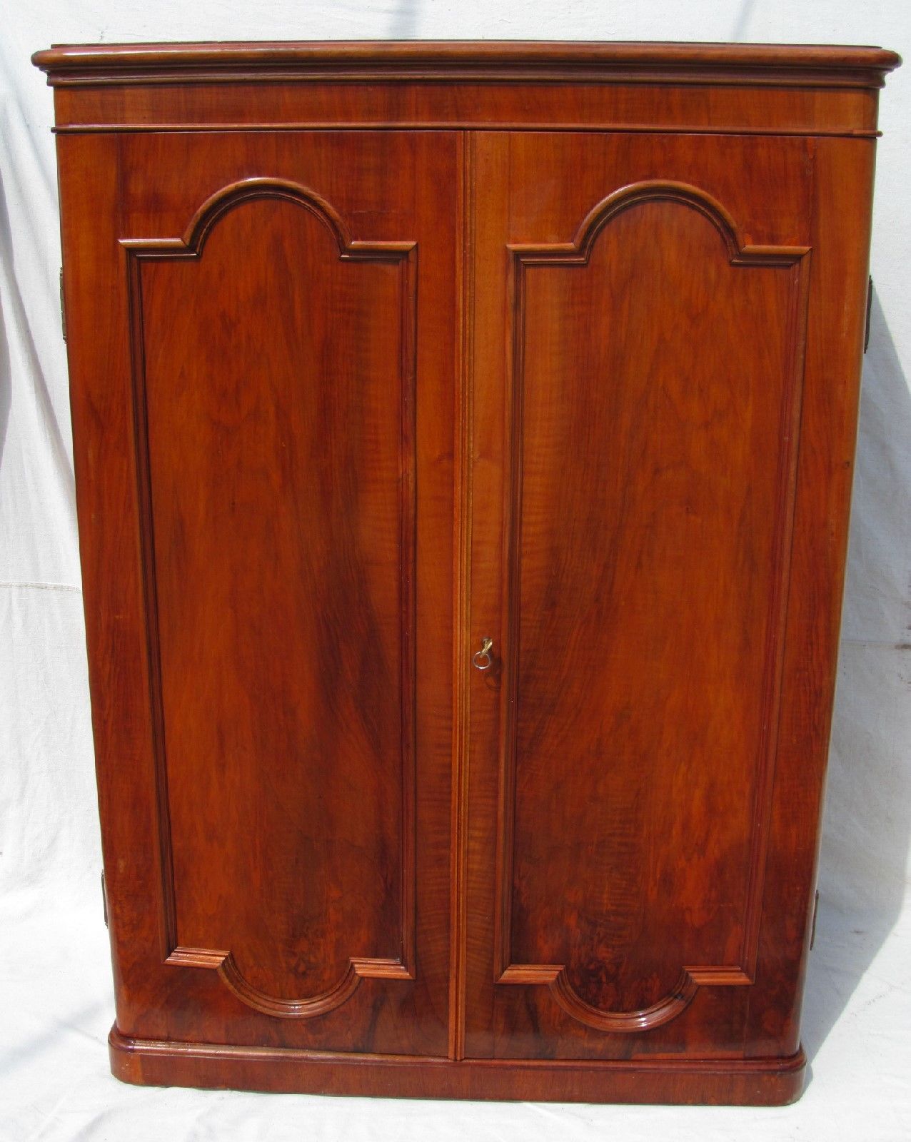 19TH CENTURY VICTORIAN ROSEWOOD OVER SOLID YEW WOOD GENTLEMAN'S WARDROBE