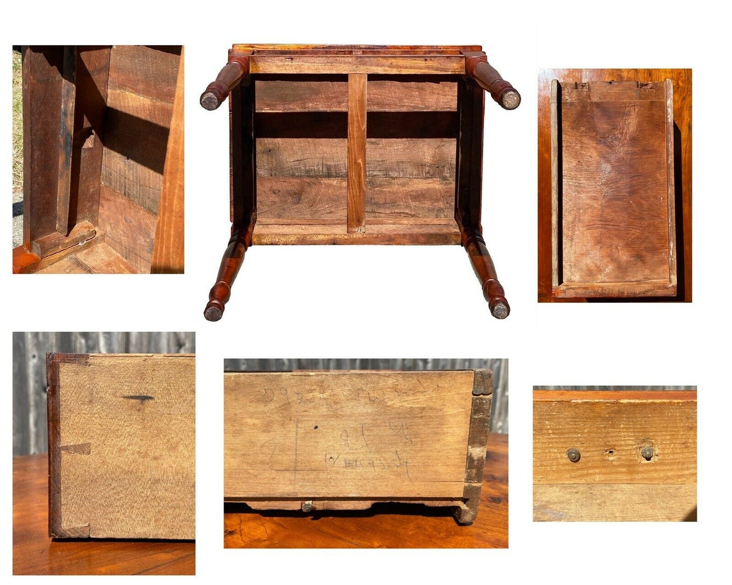 19th C Antique Sheraton Mahogany 2 Drawer Work Table / Nightstand