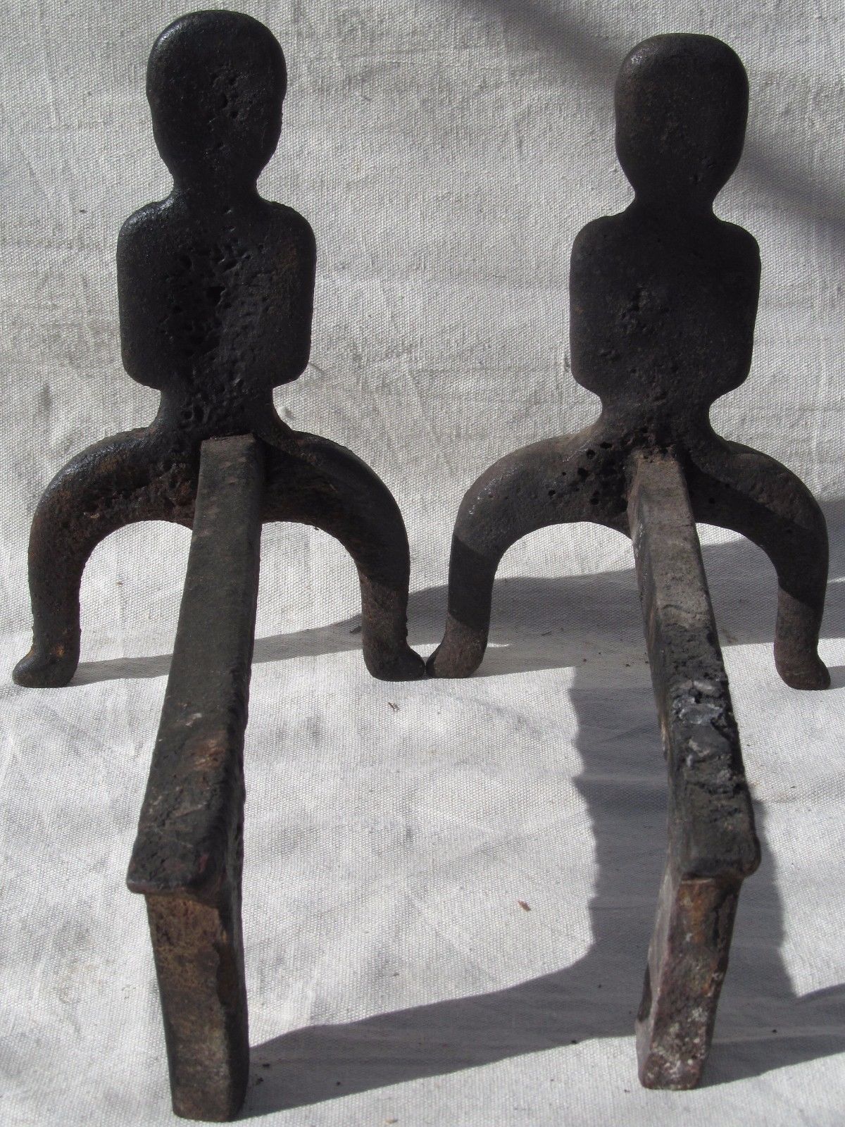18TH CENTURY PUDDLE CAST FEMALE FORM ANDIRONS ATTRIBUTED TO JOSEPH WEBB BOSTON