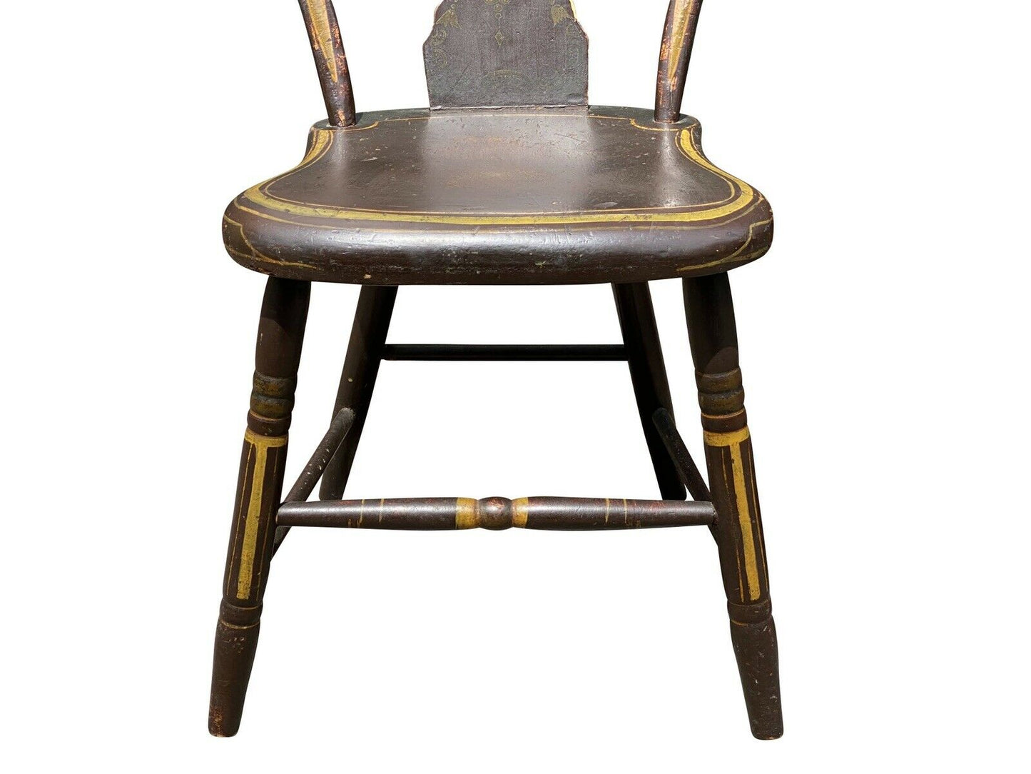 Antique Country Primitive Set of 6 Fancy Paint Hoop Back Windsor Chairs