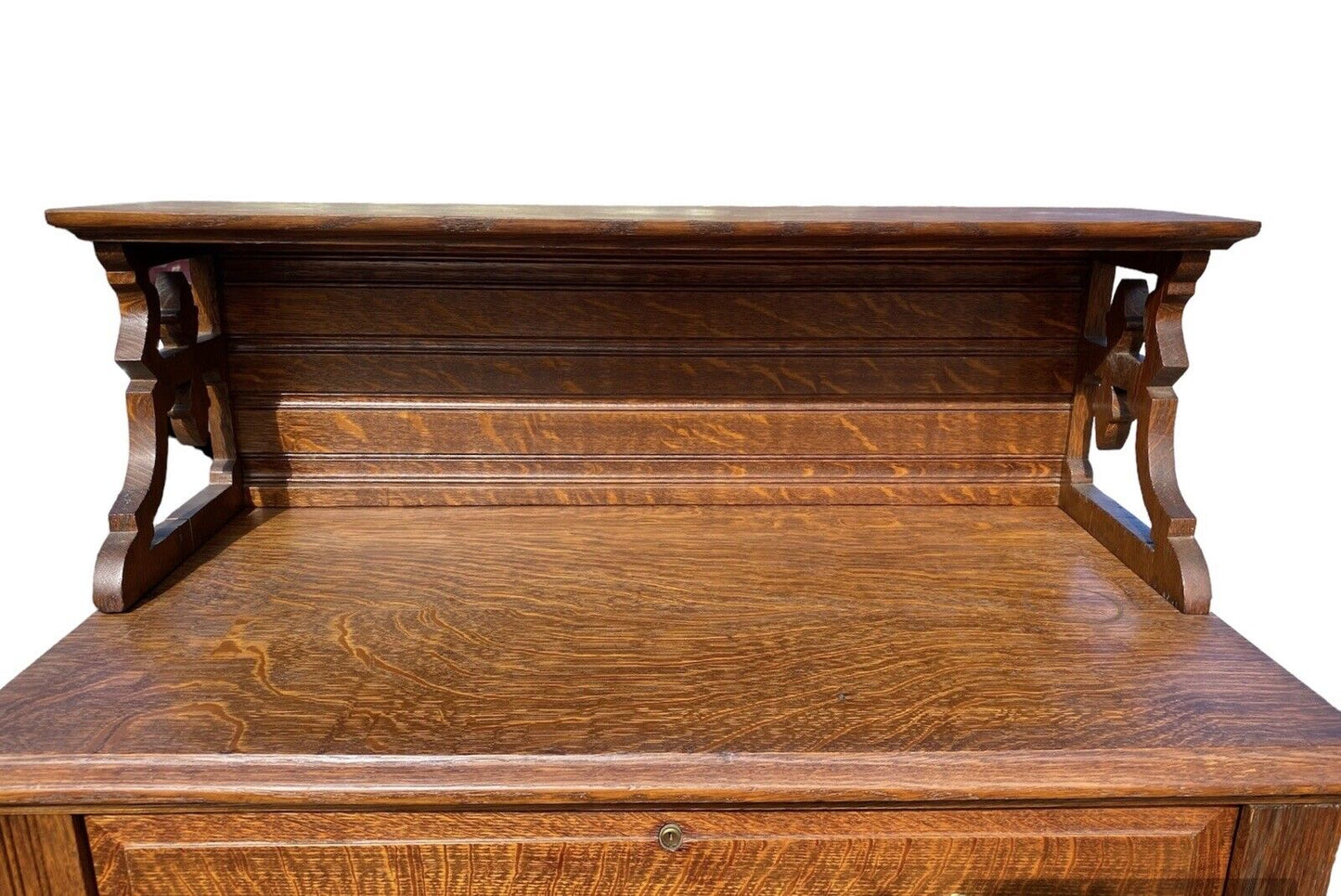 Antique Victorian Tiger Oak Chest Of Drawers / Lock Side Chest