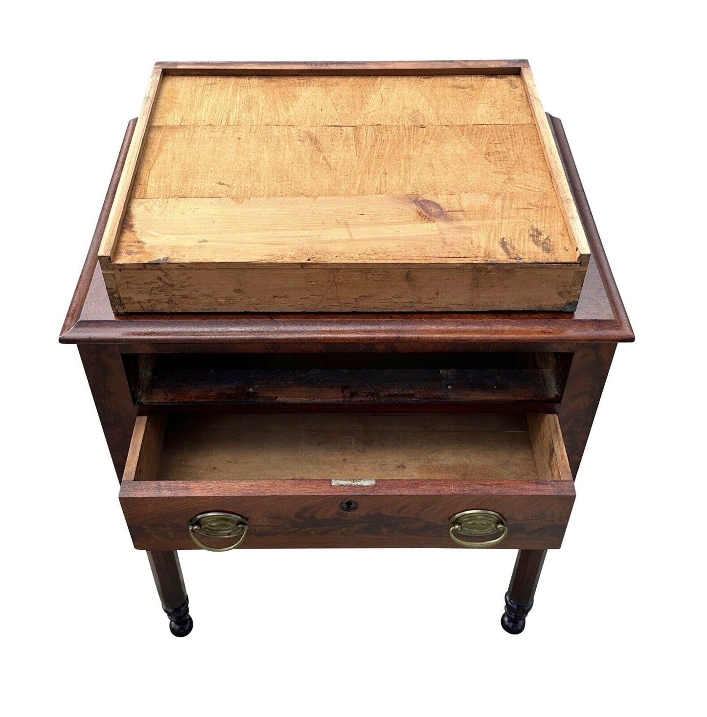 19th Century Antique Sheraton Mahogany Worktable / Stand With Octagonal Legs