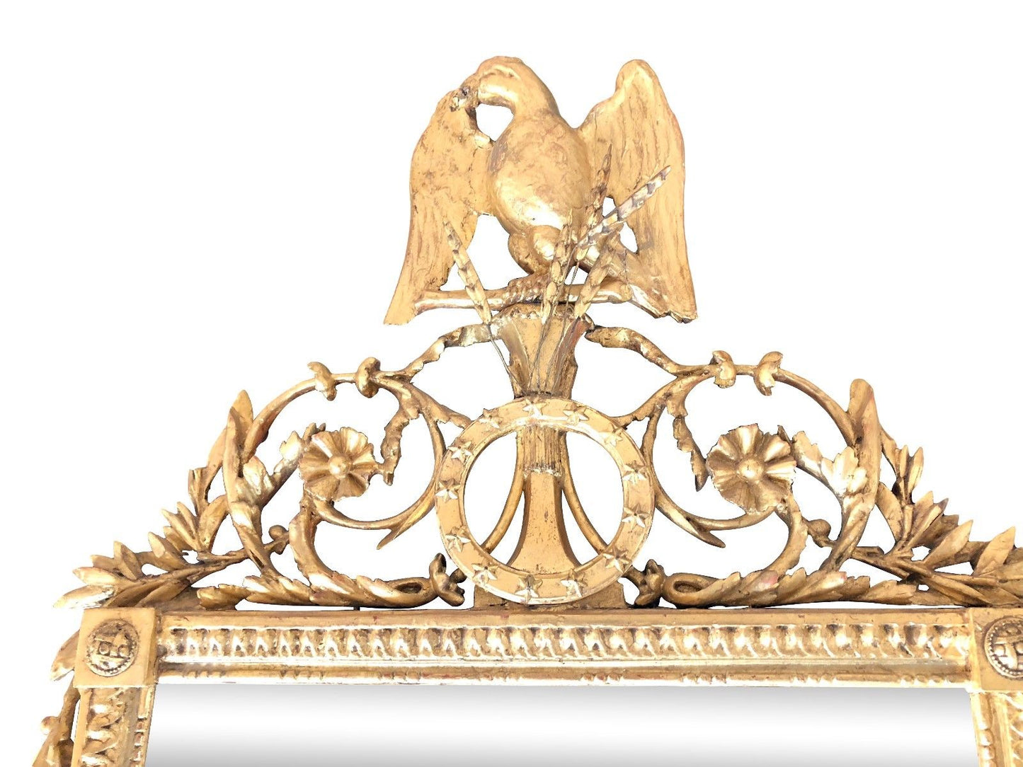 IMPORTANT FEDERAL PERIOD AMERICAN MIRROR WITH EAGLE & 13 STAR SHIELD GOLD GILTED