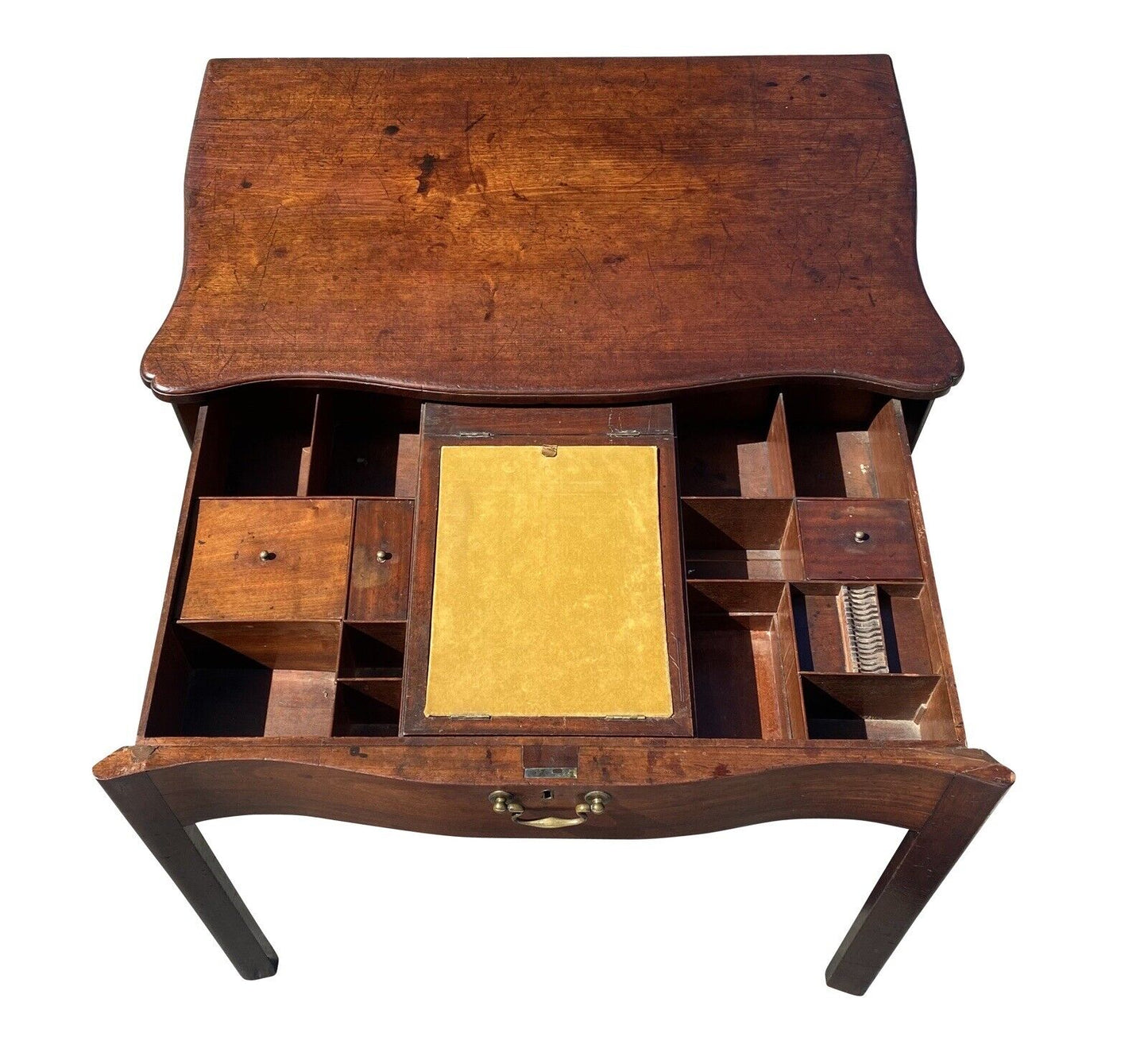 18th C Antique Irish Chippendale Mahogany Writing Desk / Dressing Table - Lowboy