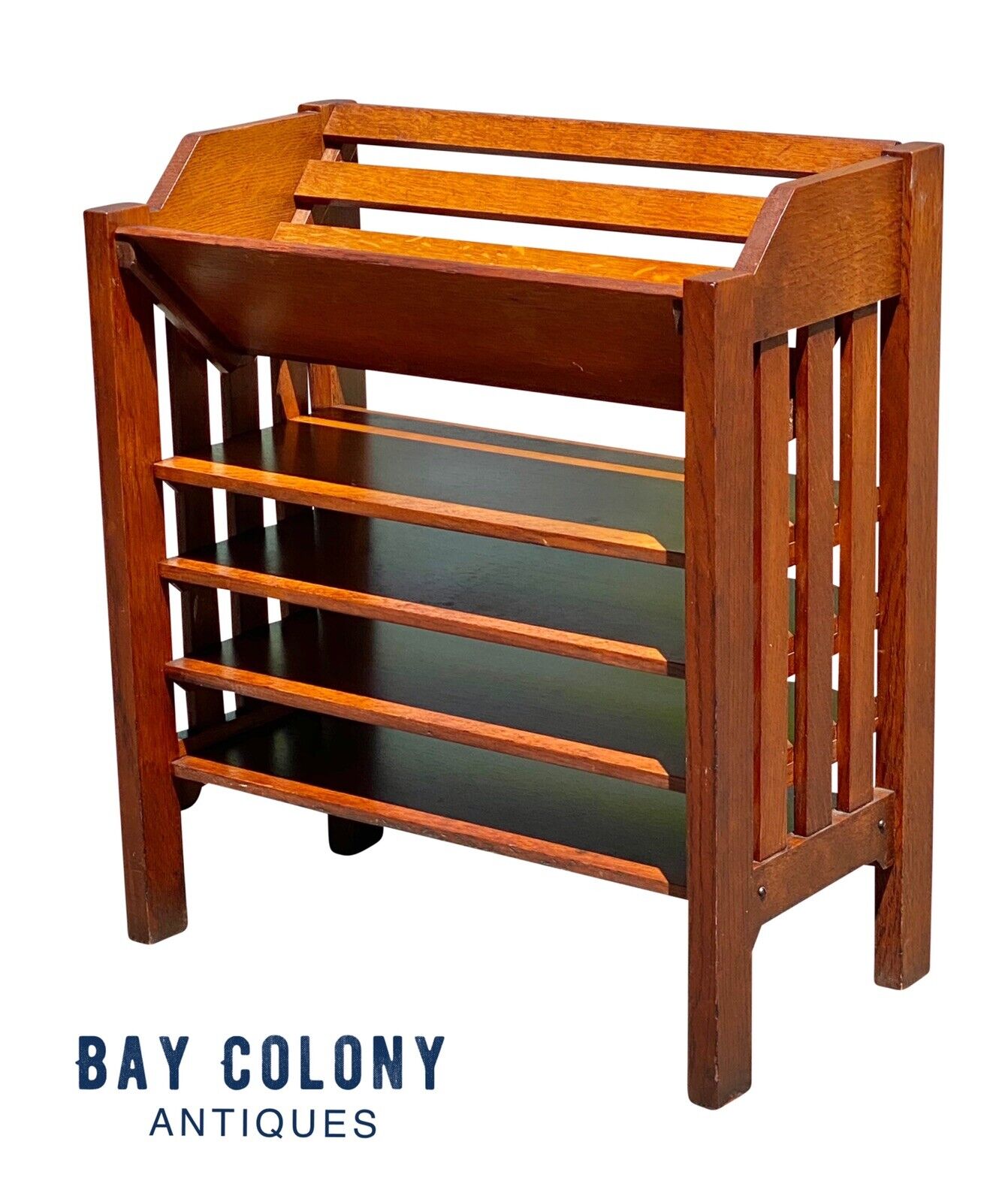 20th C Antique Arts & Crafts / Mission Tiger Oak Bookcase