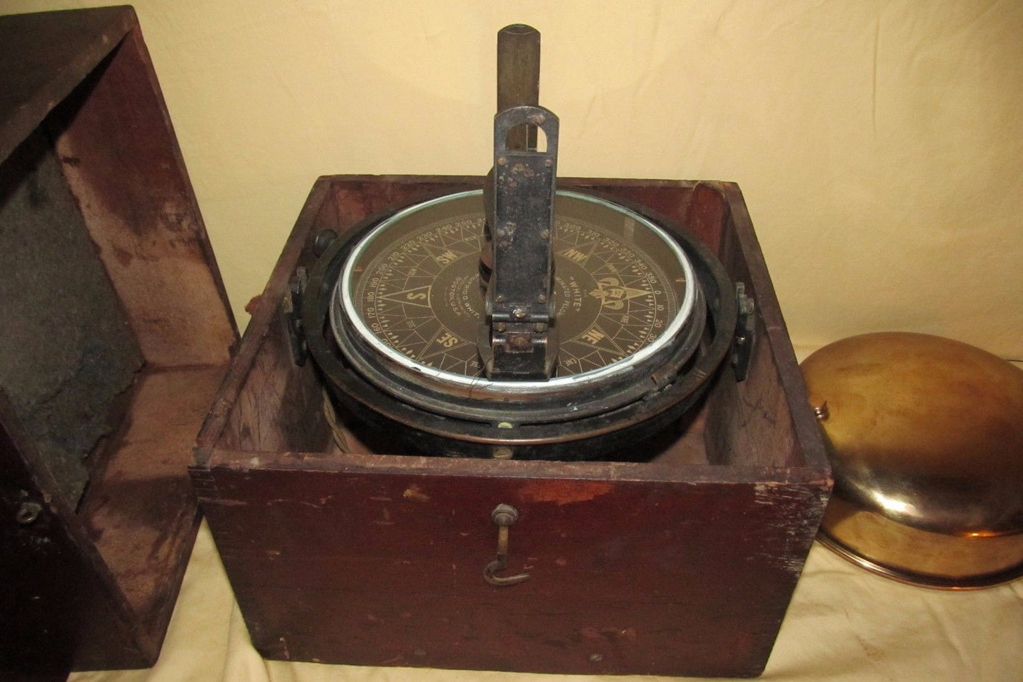LARGE CASED WILFRID O WHITE ILLUMINATED PELORUS-MULTI ACCESS GIMBEL-COMPASS-LOOK