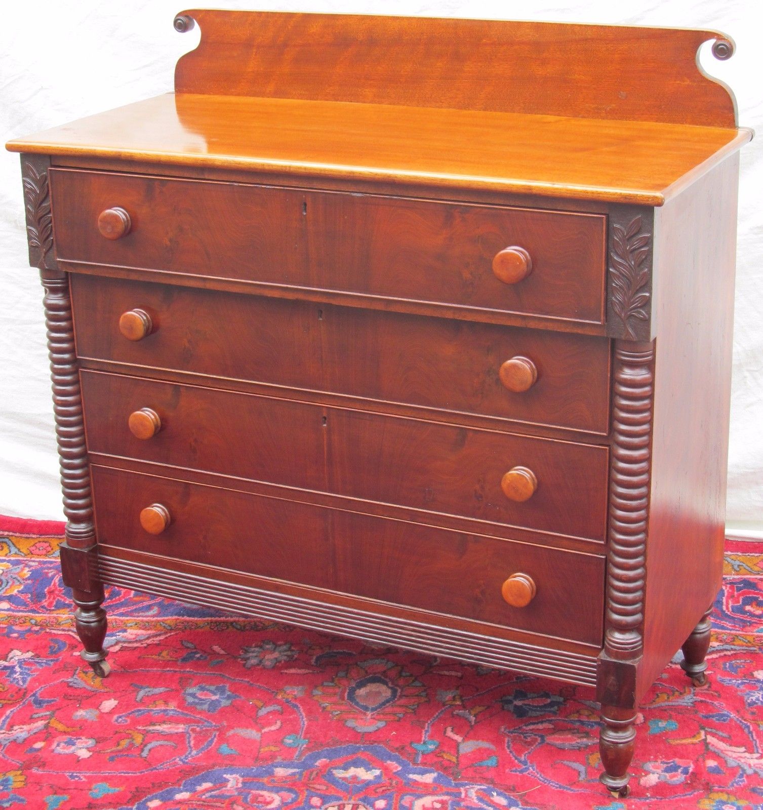 CIRCA 1815'S PORTSMOUTH NH FLAME BIRCH & MAHOGANY DRESSER-SCHOOL OF S. Bay Colony Antiques CIRCA 1815'S PORTSMOUTH NH FLAME BIRCH & MAHOGANY DRESSER-SCHOOL OF S. Bay Colony Antiques