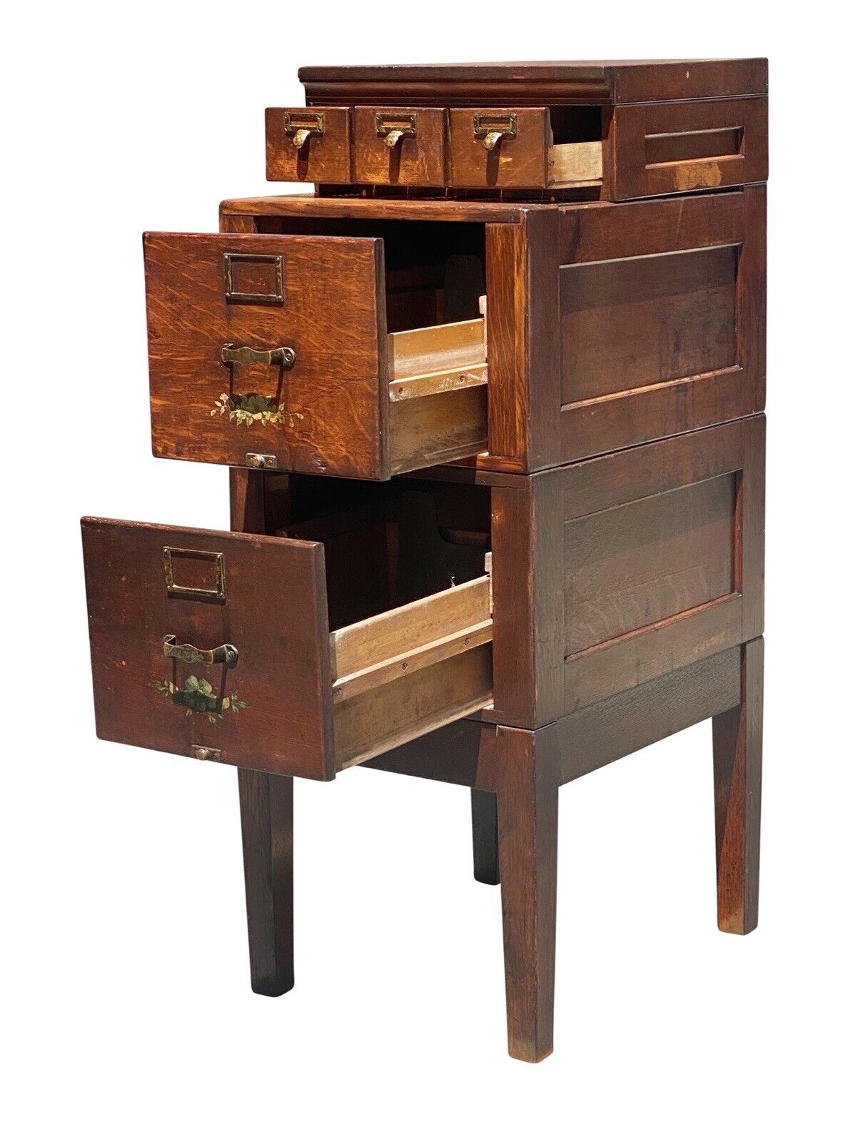 Antique Arts & Crafts Tiger Oak Stacking File Cabinet - Library Bureau Makers
