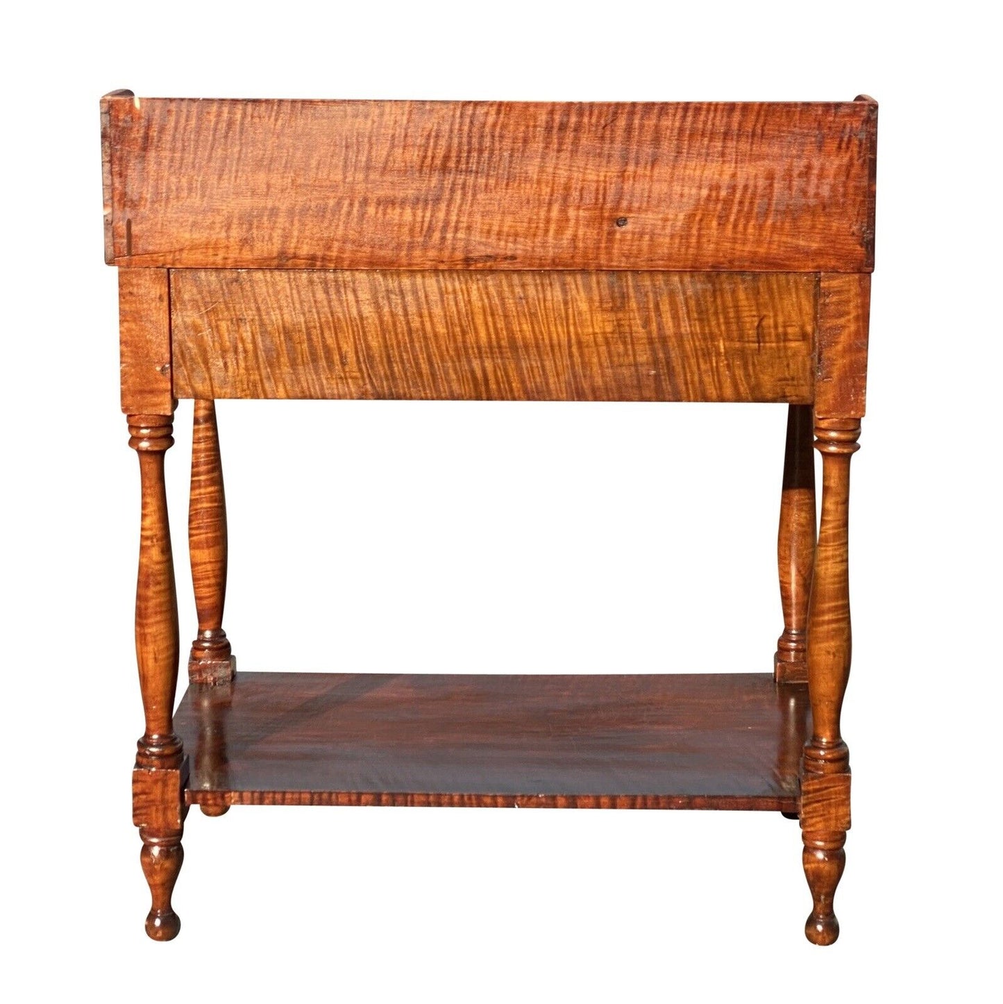 Late 18th Century Antique Sheraton Tiger Maple 2 Drawer Server / Console Table