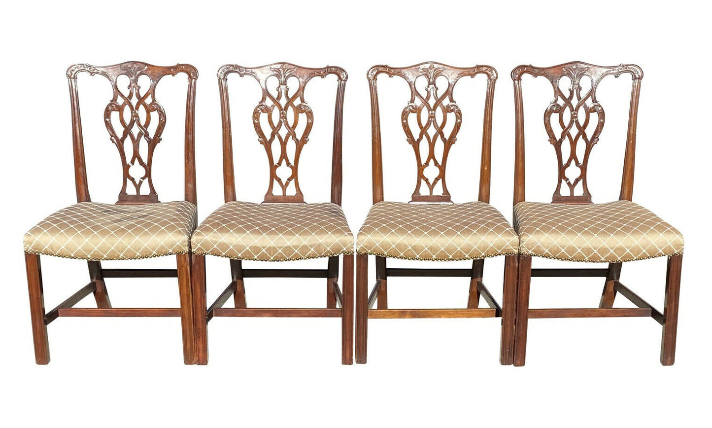 20TH C CHIPPENDALE ANTIQUE STYLE SET OF 8 CUSTOM MAHOGANY DINING CHAIRS