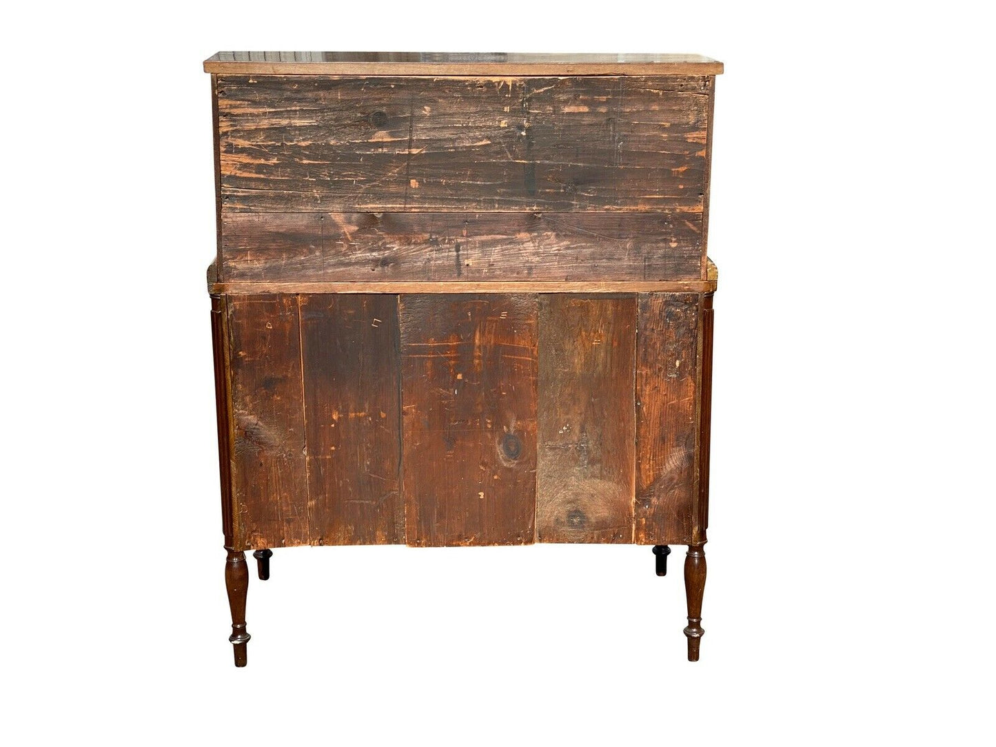 19TH C ANTIQUE FEDERAL PERIOD BOSTON LADIES MAHOGANY TAMBOUR SECRETARY DESK