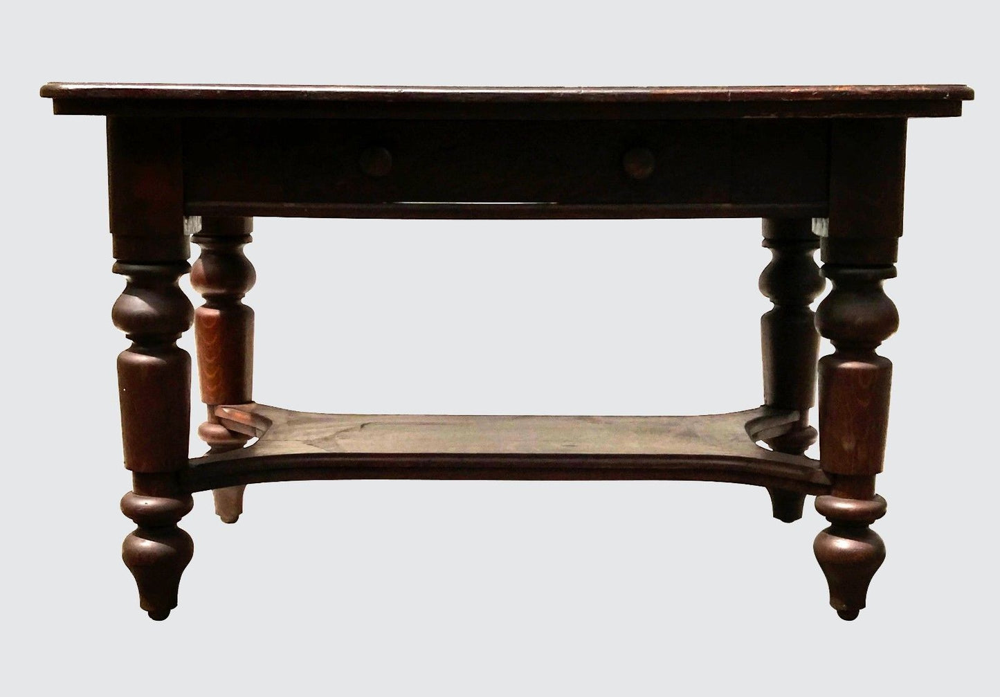 VICTORIAN SOLID OAK 1 DRAWER LIBRARY TABLE / DESK IN ORIGINAL FINISH