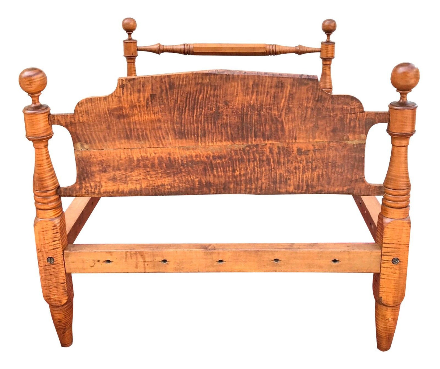 EXCEPTIONALLY FINE SOLID TIGER MAPLE FEDERAL CANNONBALL BED-BOLDEST & BEST GRAIN